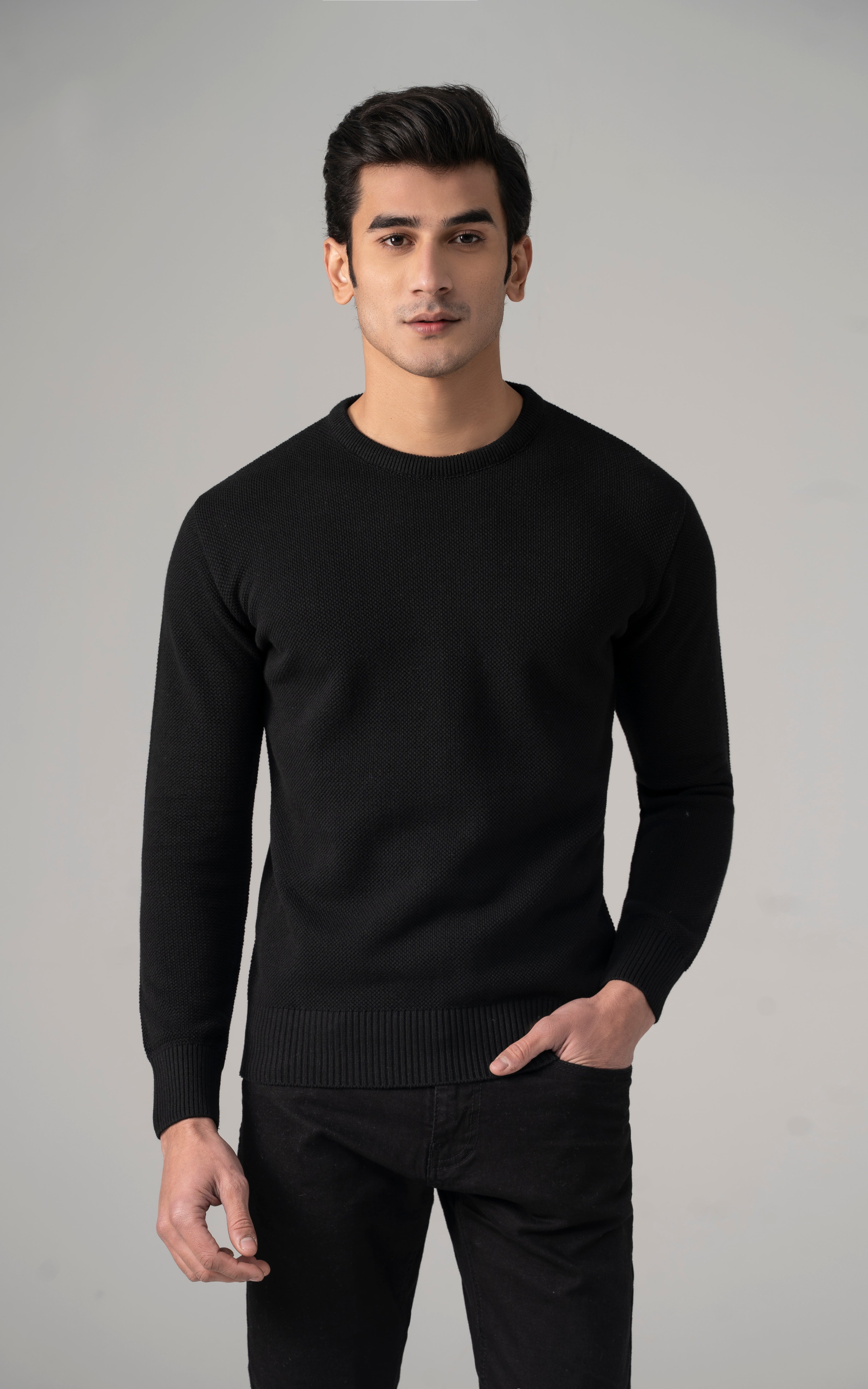 Knitted Crew Neck Black