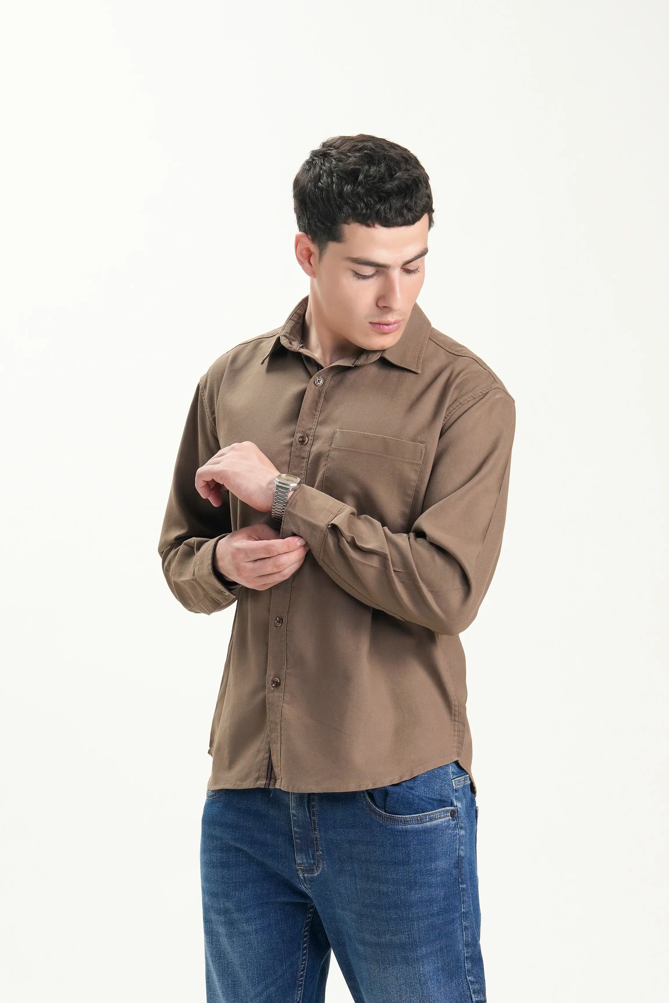 RELAXED FIT CASUAL SHIRT BROWN
