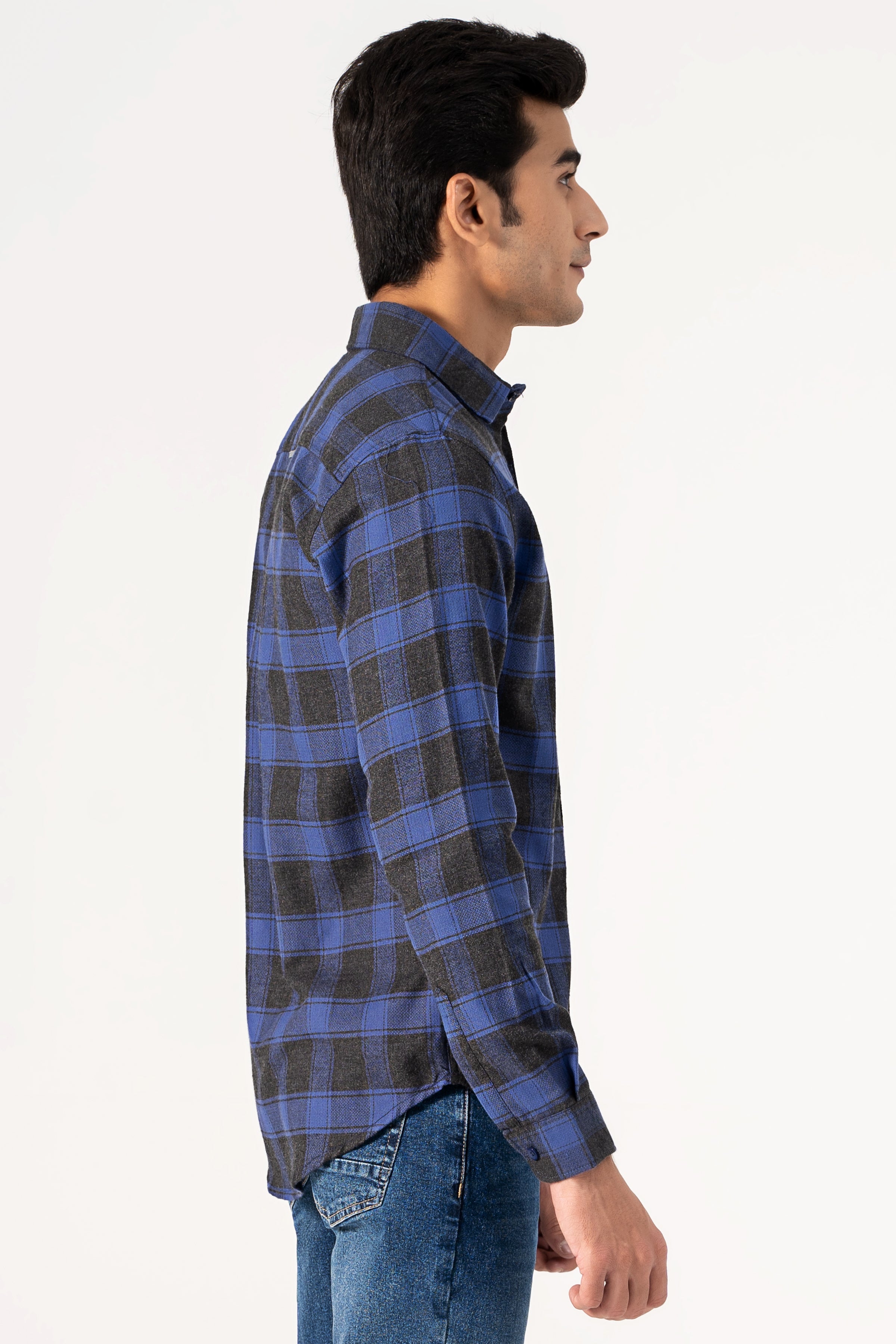 CASUAL SHIRT BLUE GREY CHECK