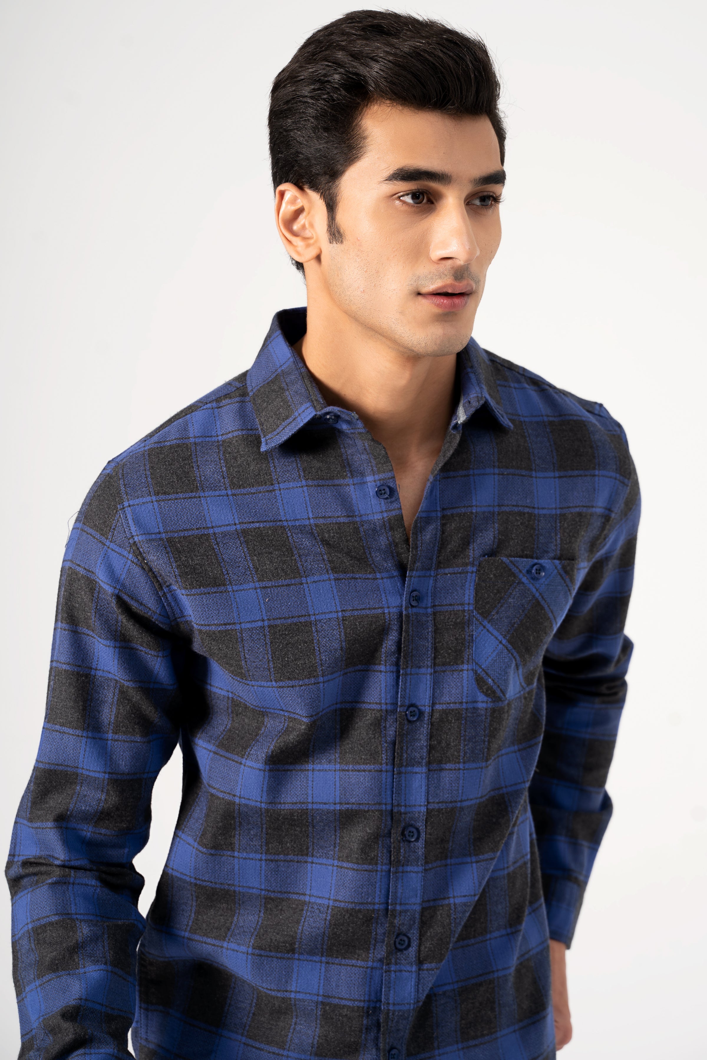 CASUAL SHIRT BLUE GREY CHECK