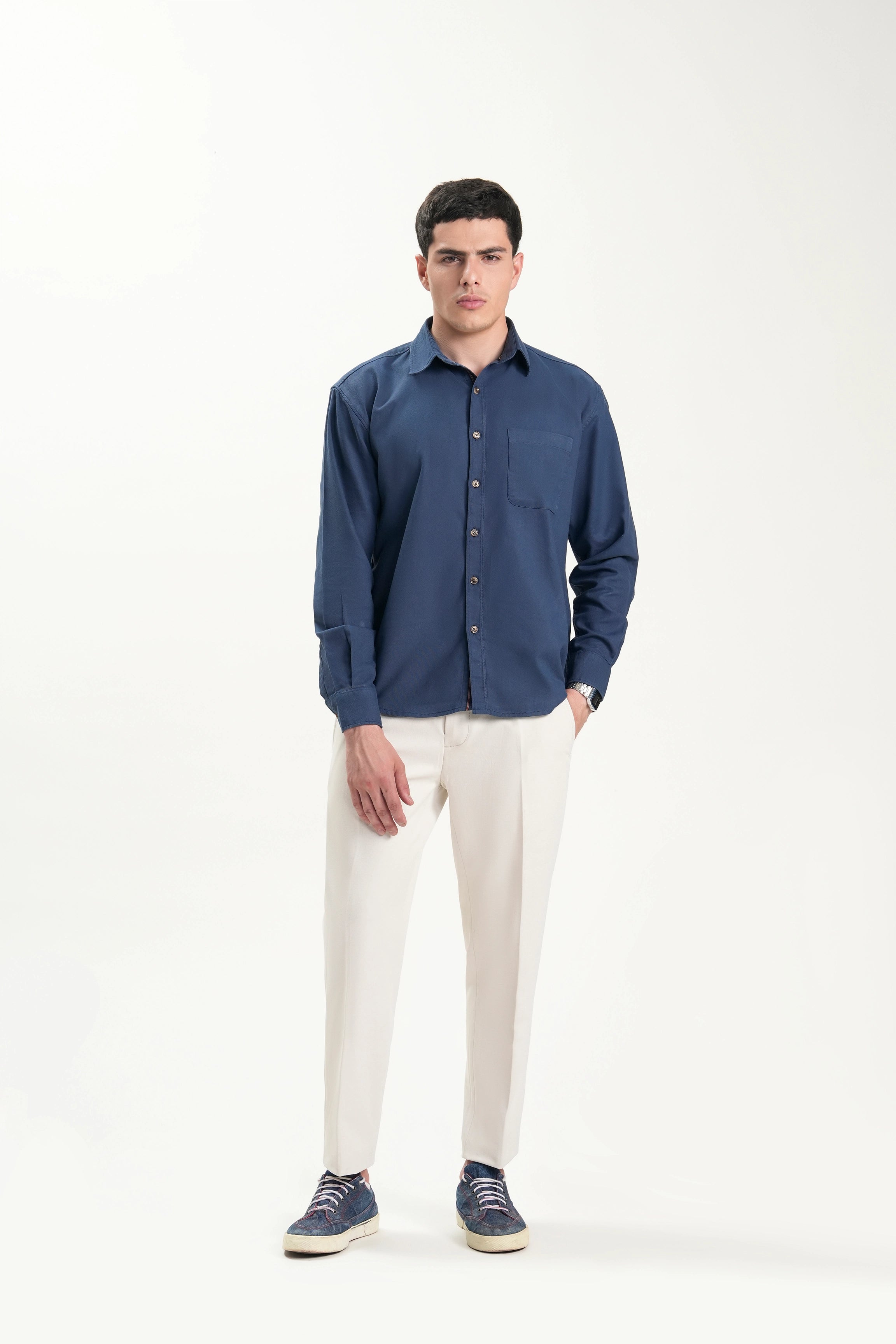RELAXED FIT CASUAL SHIRT NAVY