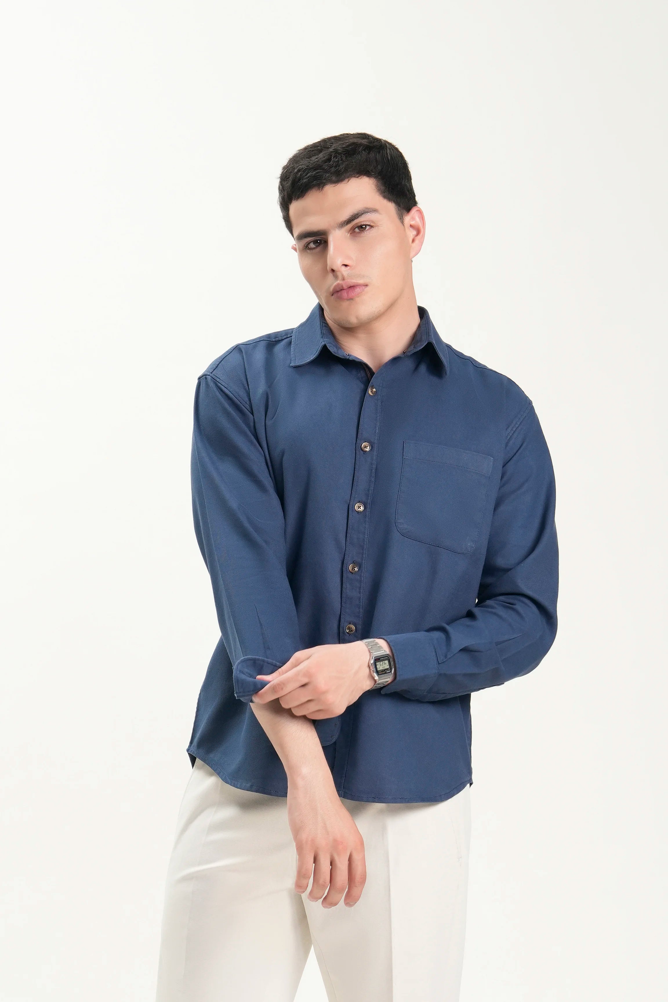 RELAXED FIT CASUAL SHIRT NAVY