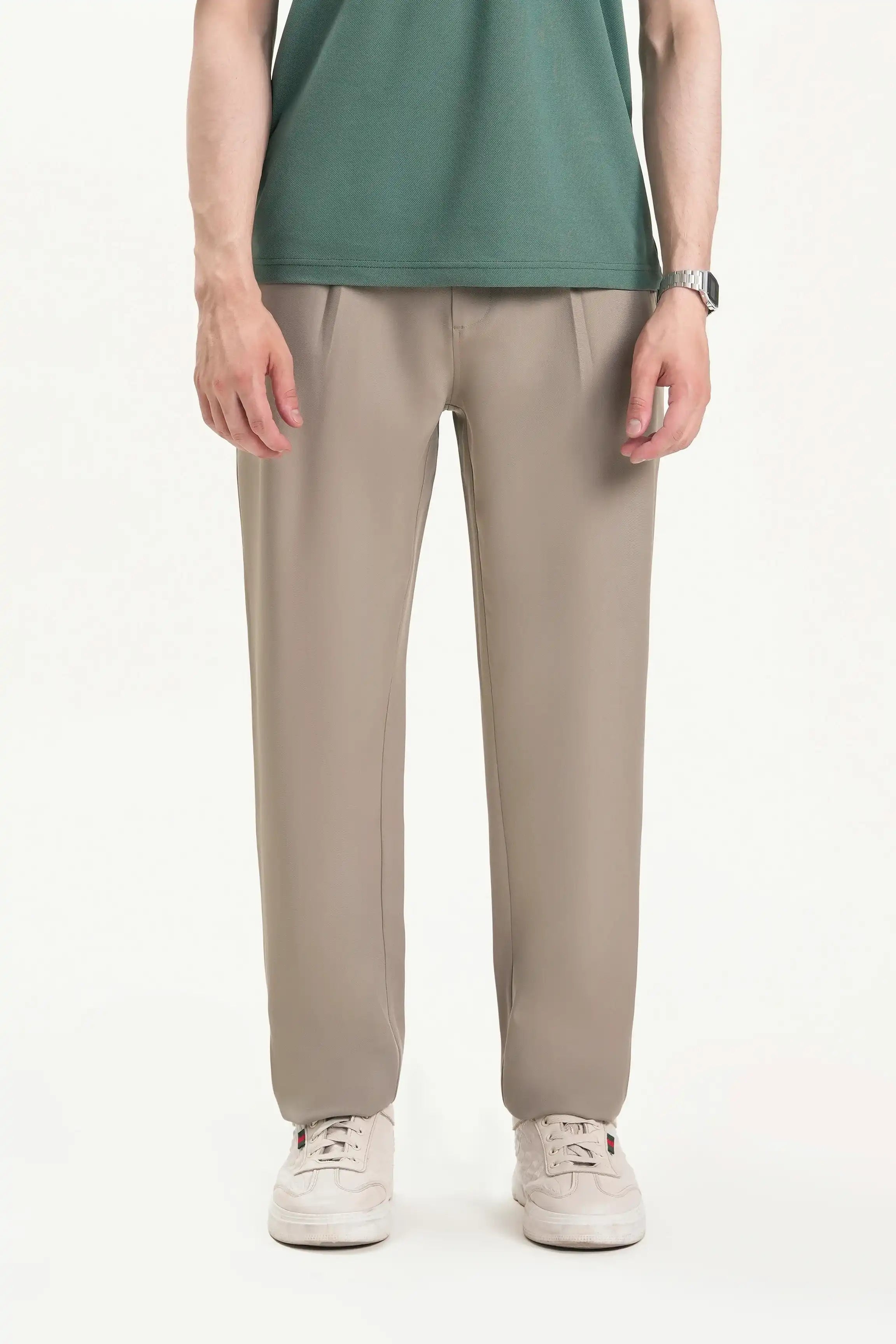 ELASTICATED WAIST CASUAL PANT KHAKI