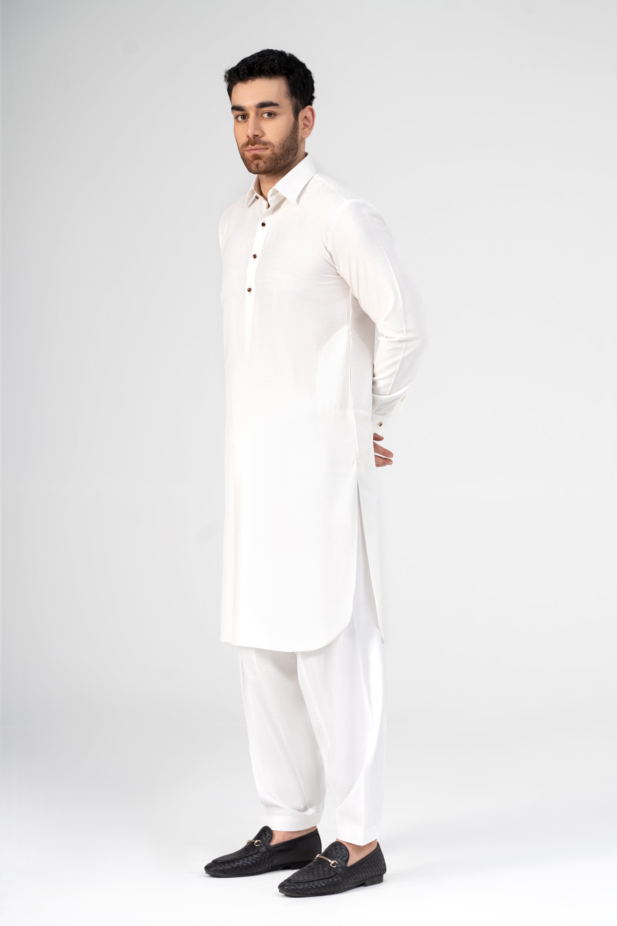 COTTON SLUB KAMEEZ SHALWAR OFF WHITE