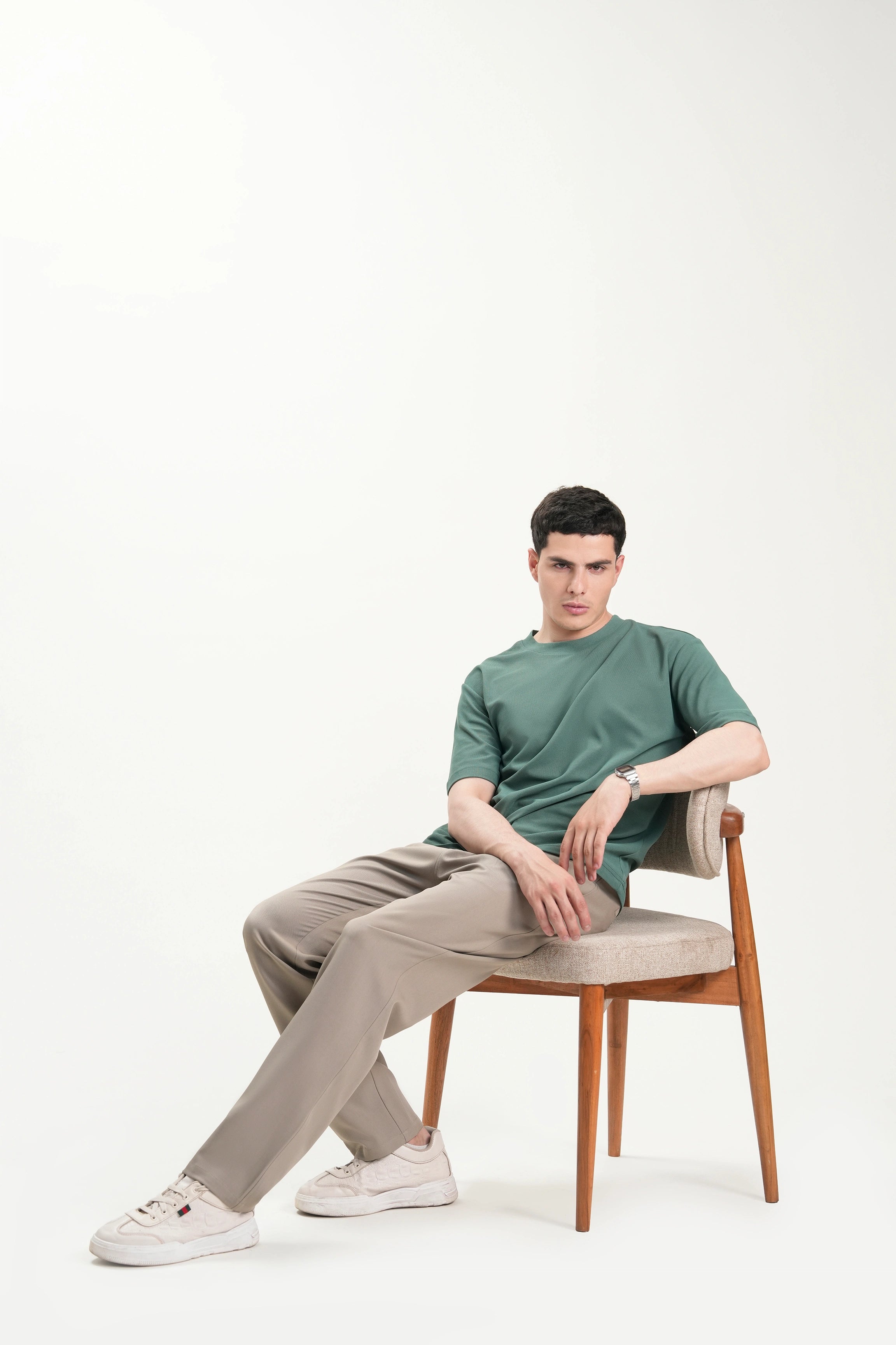ELASTICATED WAIST CASUAL PANT KHAKI