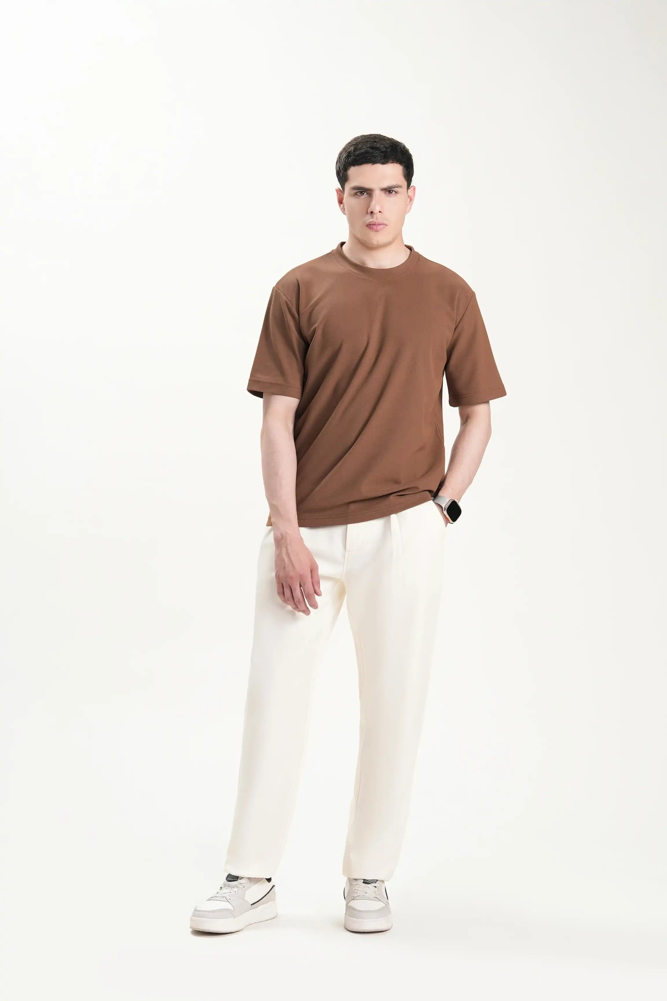 SMART FIT CREW NECK T-SHIRT BROWN
