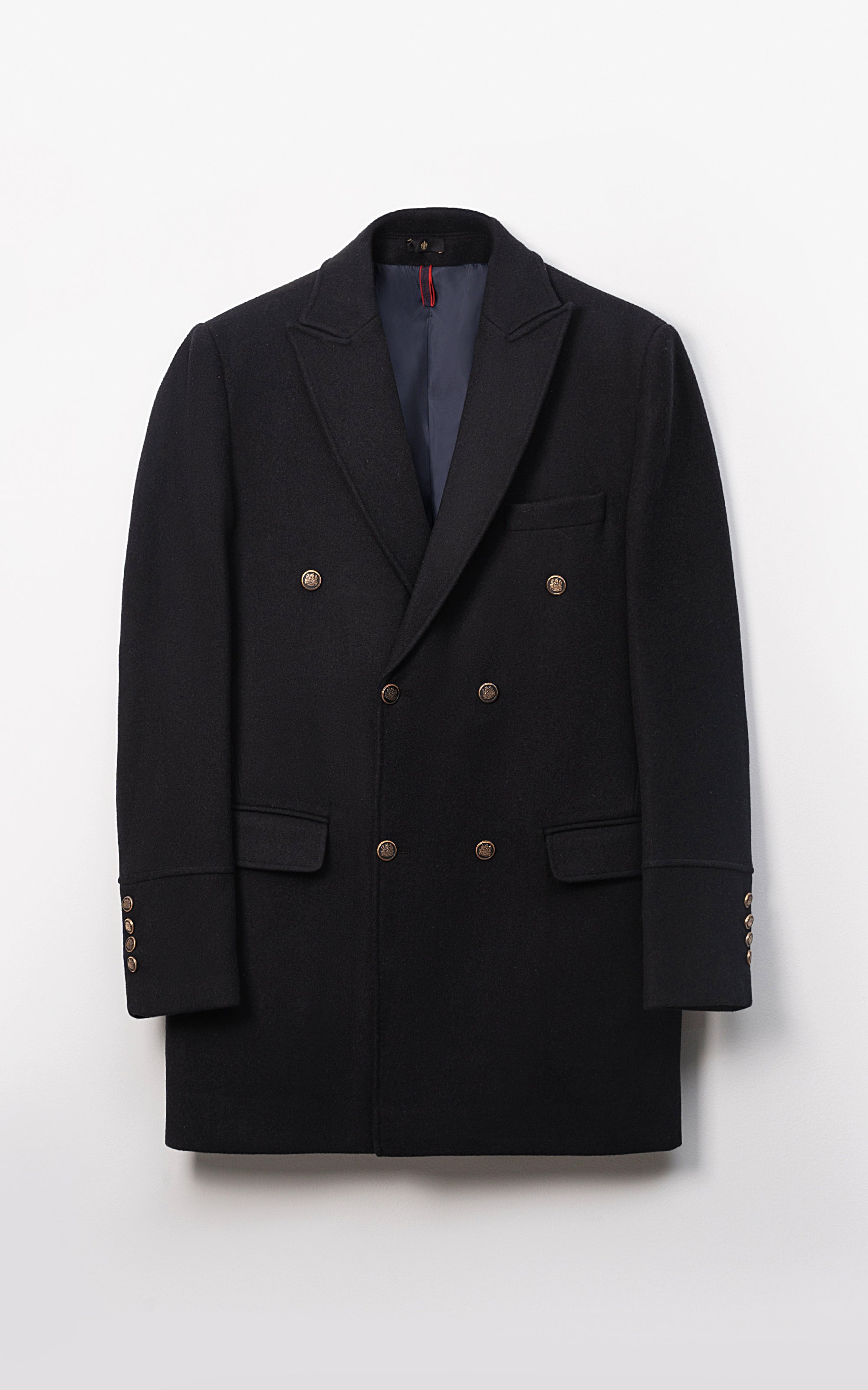 DOUBLE BREASTED LONG COAT NAVY BLUE