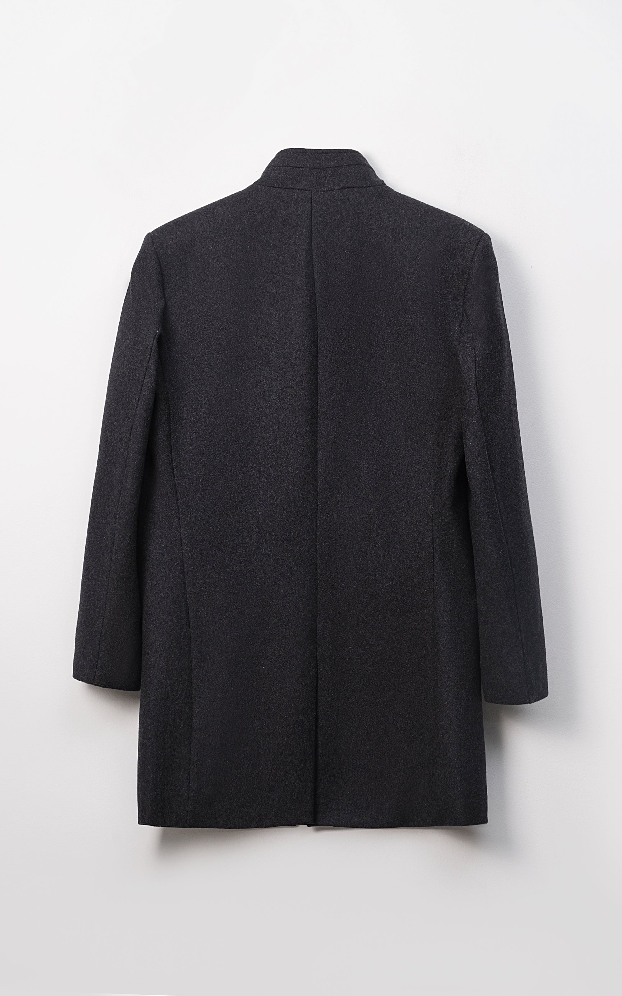 MEN'S LONG WOOL COAT DARK CHARCOAL