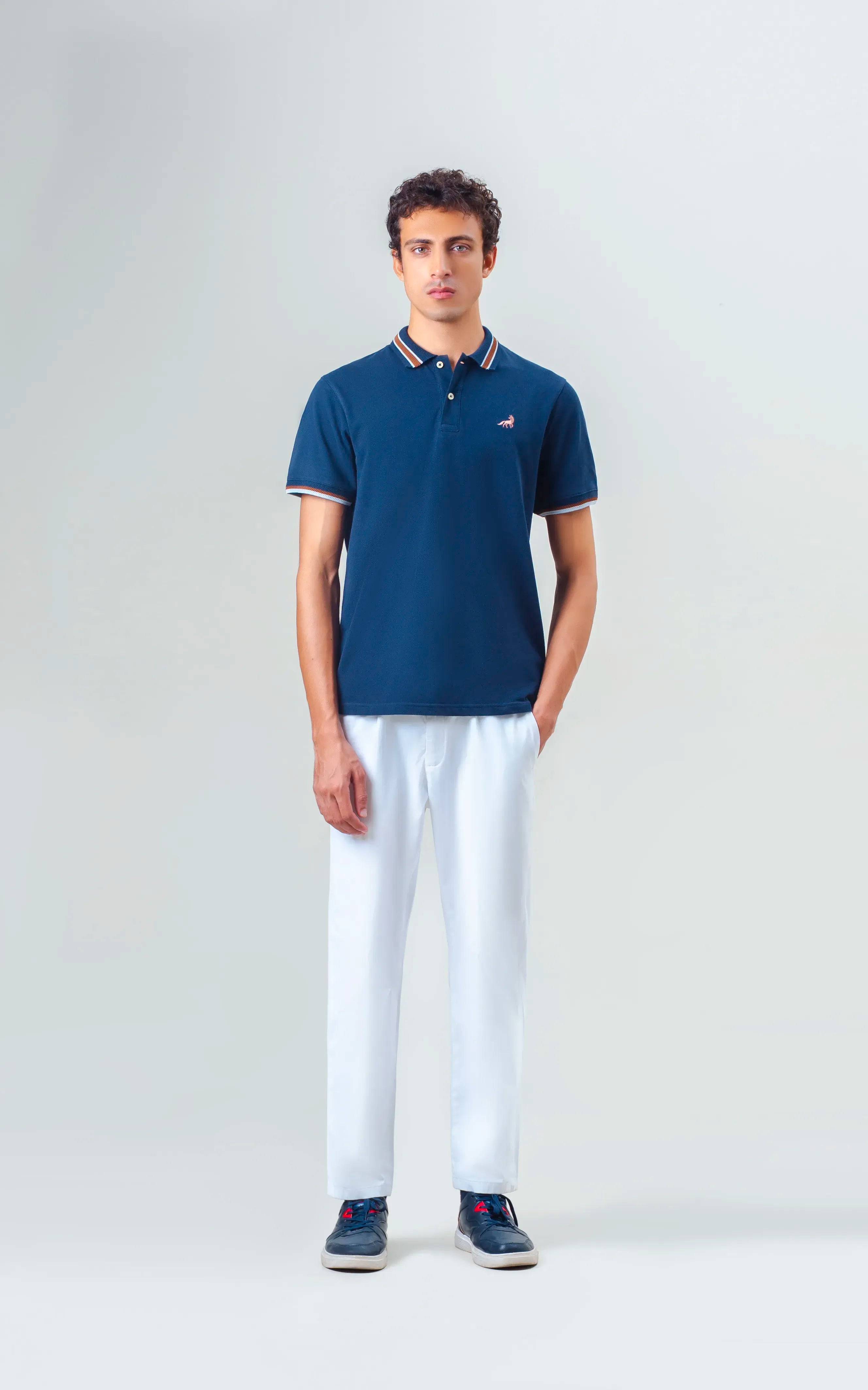 JACQUARD TIPPING COLLAR POLO NAVY