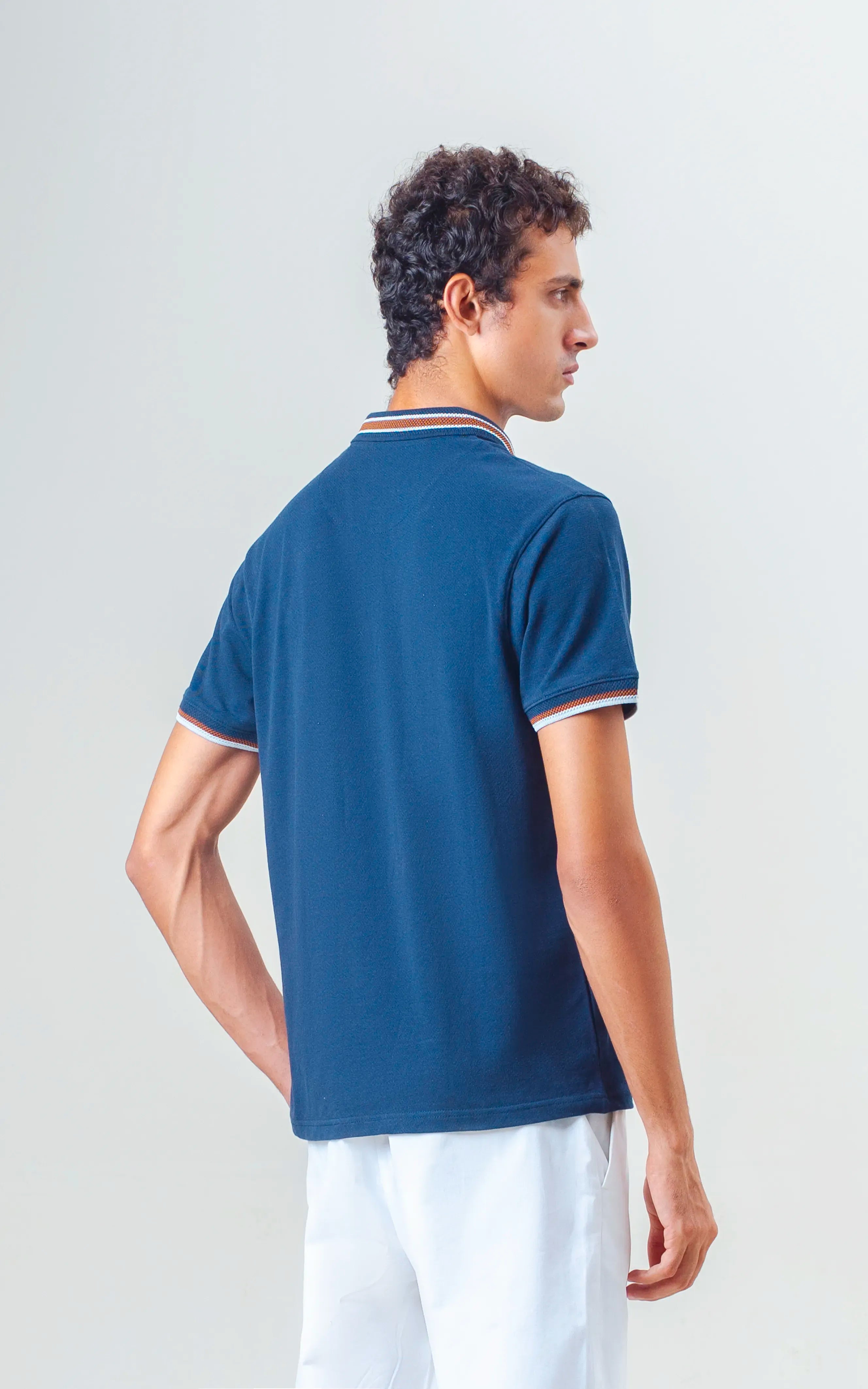 JACQUARD TIPPING COLLAR POLO NAVY
