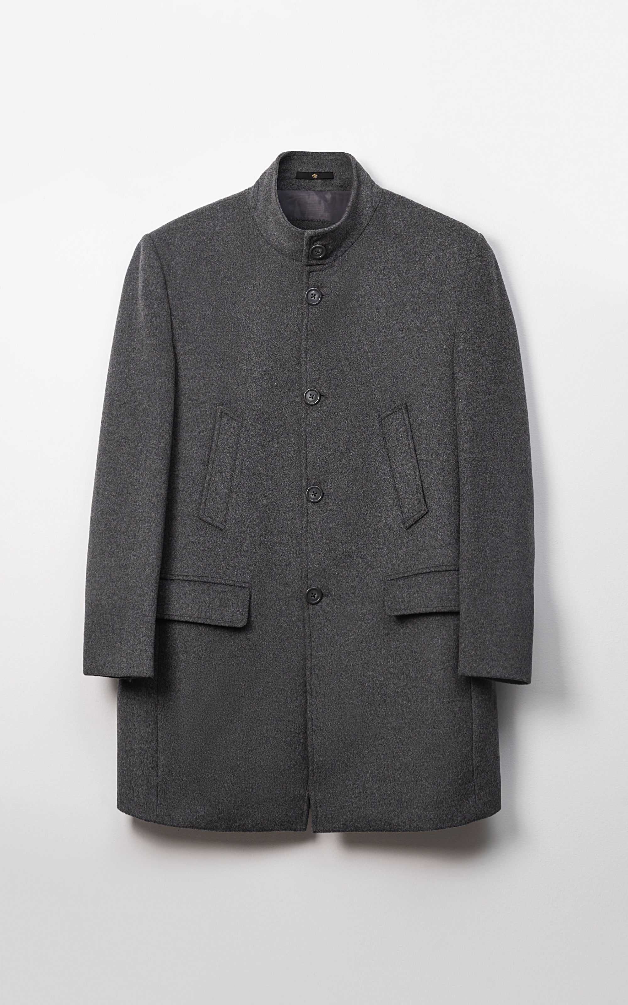 MEN'S LONG WOOL COAT DARK GREY