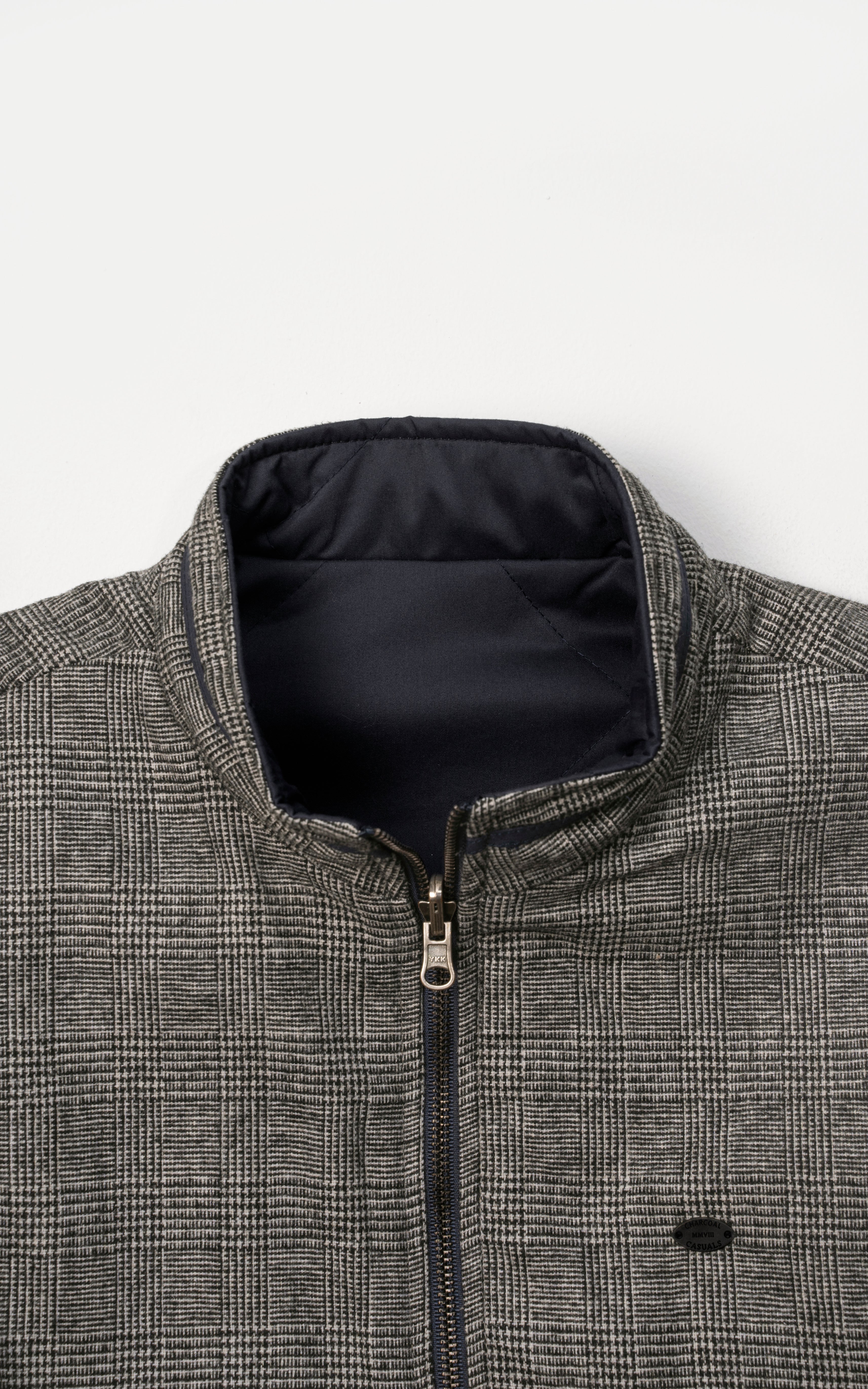 WOOL QUILTED SLEEVELESS REVERSIBLE JACKET GREY CHECK