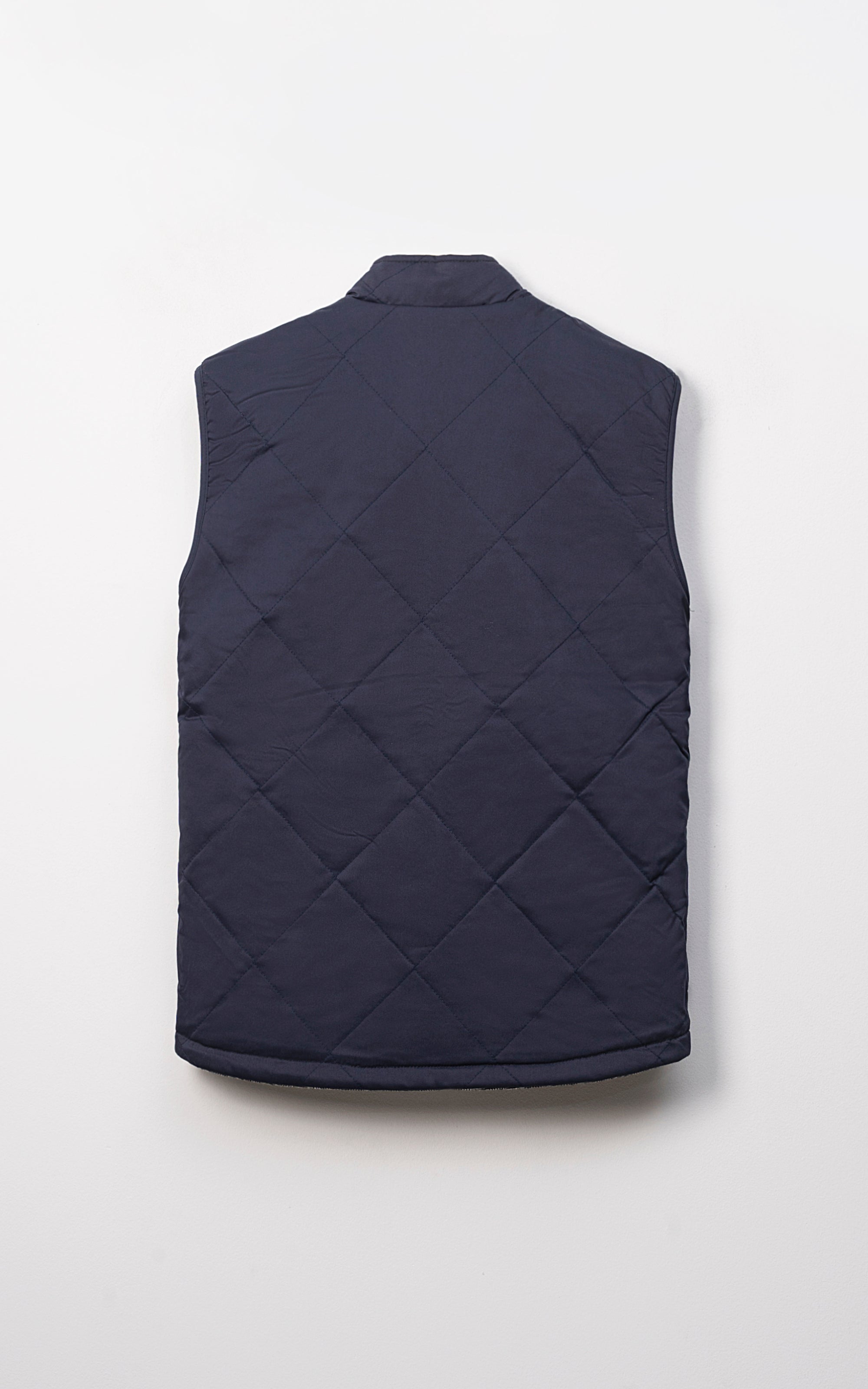 WOOL QUILTED SLEEVELESS REVERSIBLE JACKET BLACK GREY