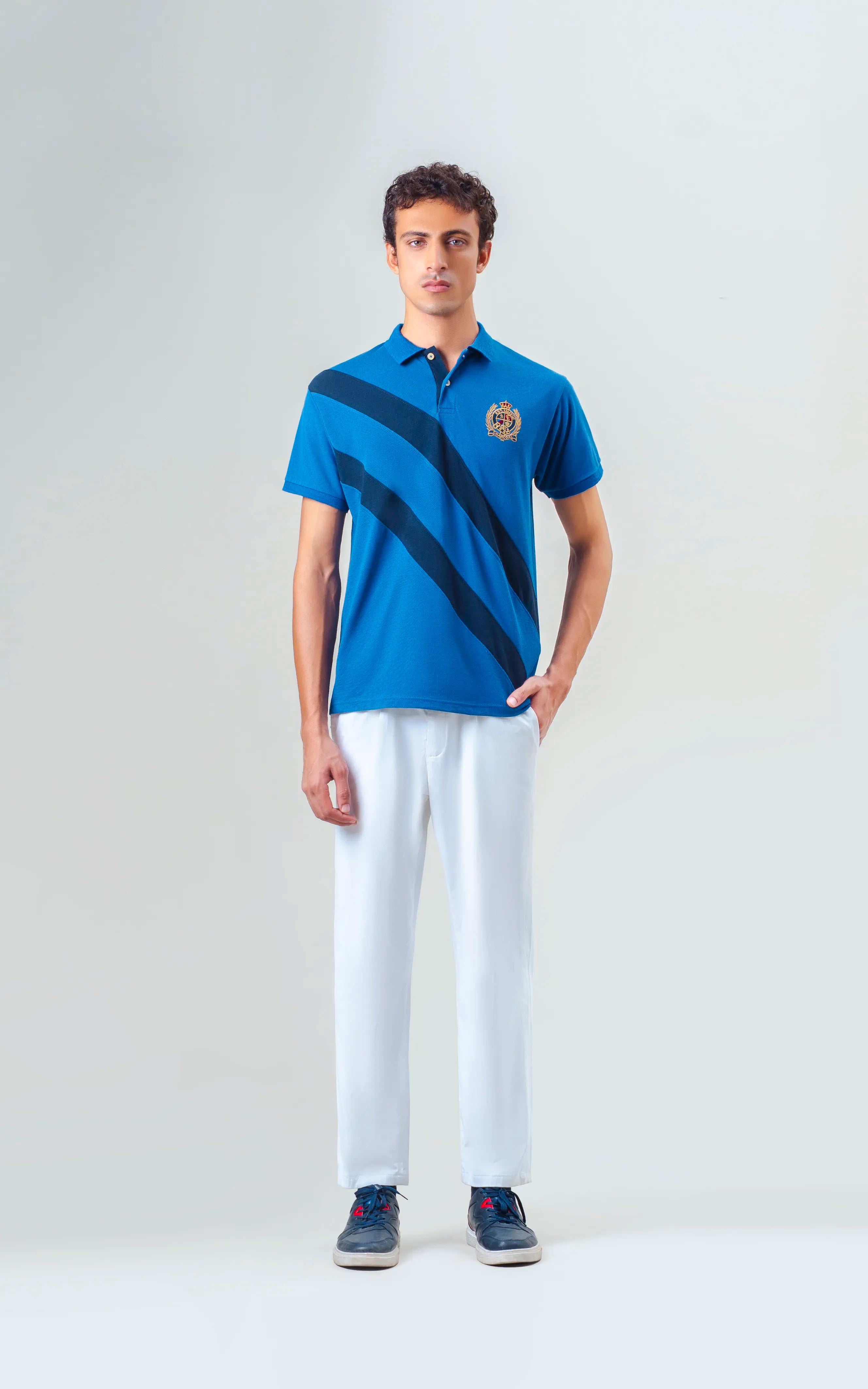 CUT & SEW POLO SHIRT ROYAL BLUE