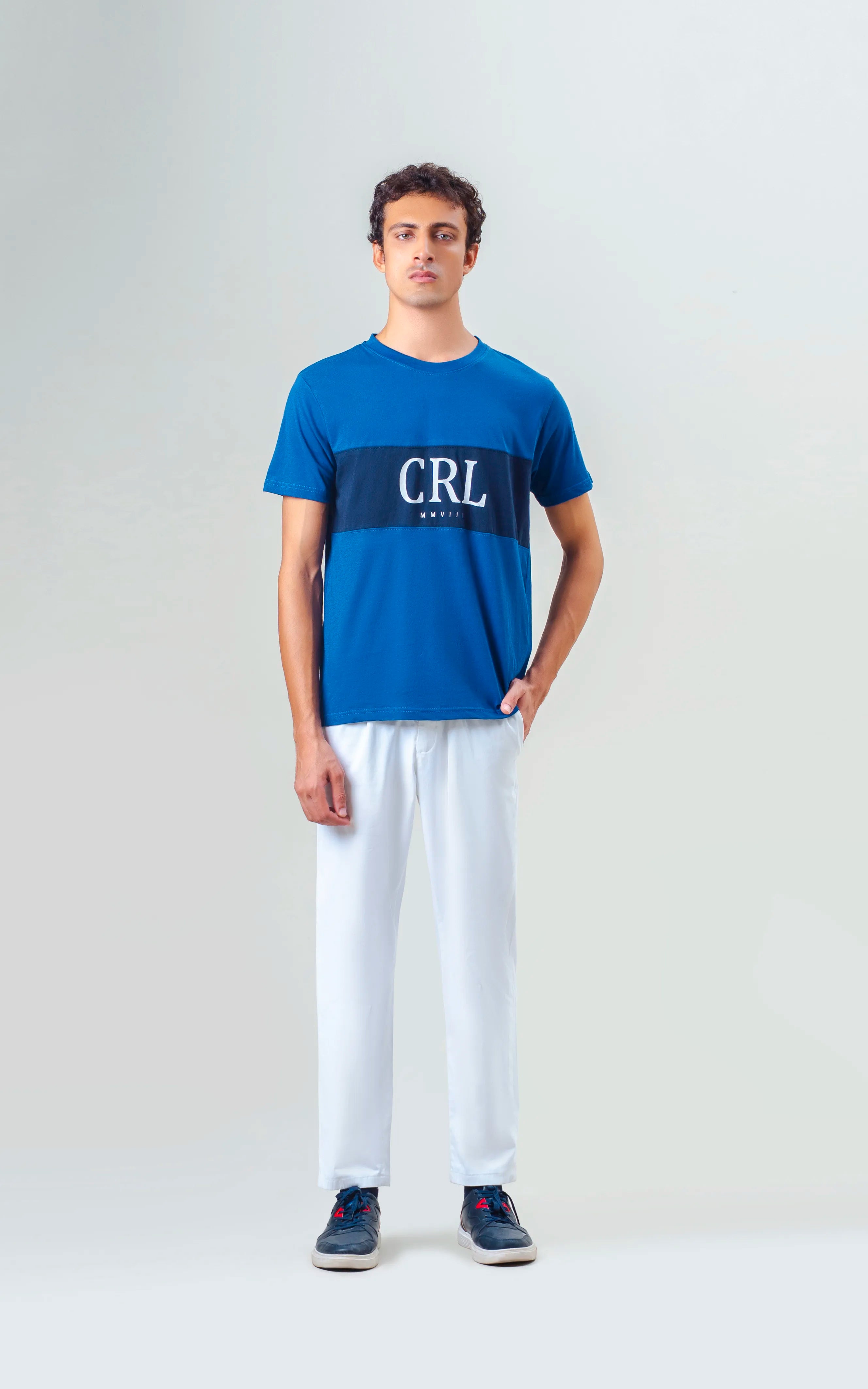REGULAR FIT CUT & SEW GRAPHIC T-SHIRT ROYAL BLUE
