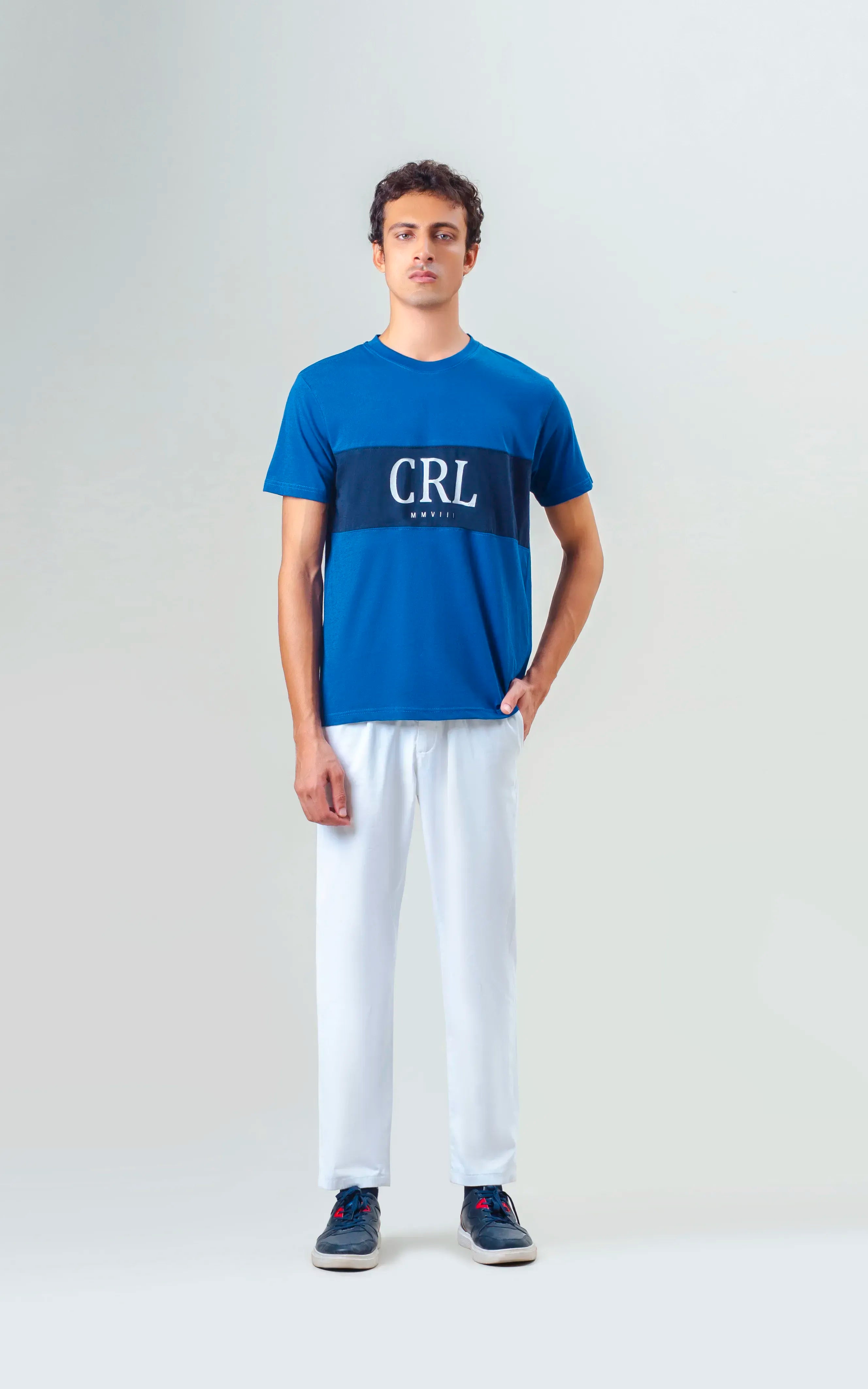 REGULAR FIT CUT & SEW GRAPHIC T-SHIRT ROYAL BLUE