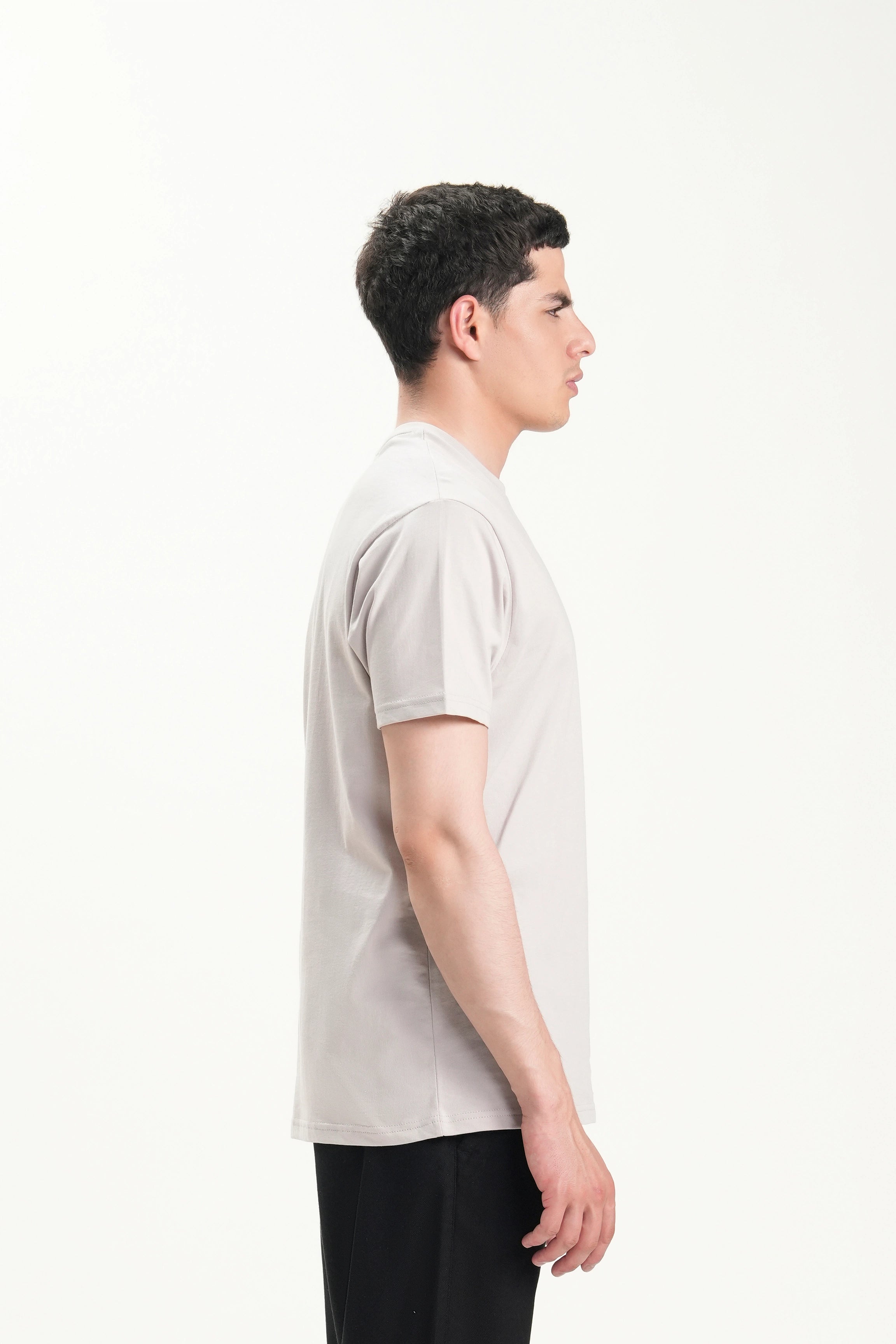 ROUND NECK T SHIRT LIGHT GREY