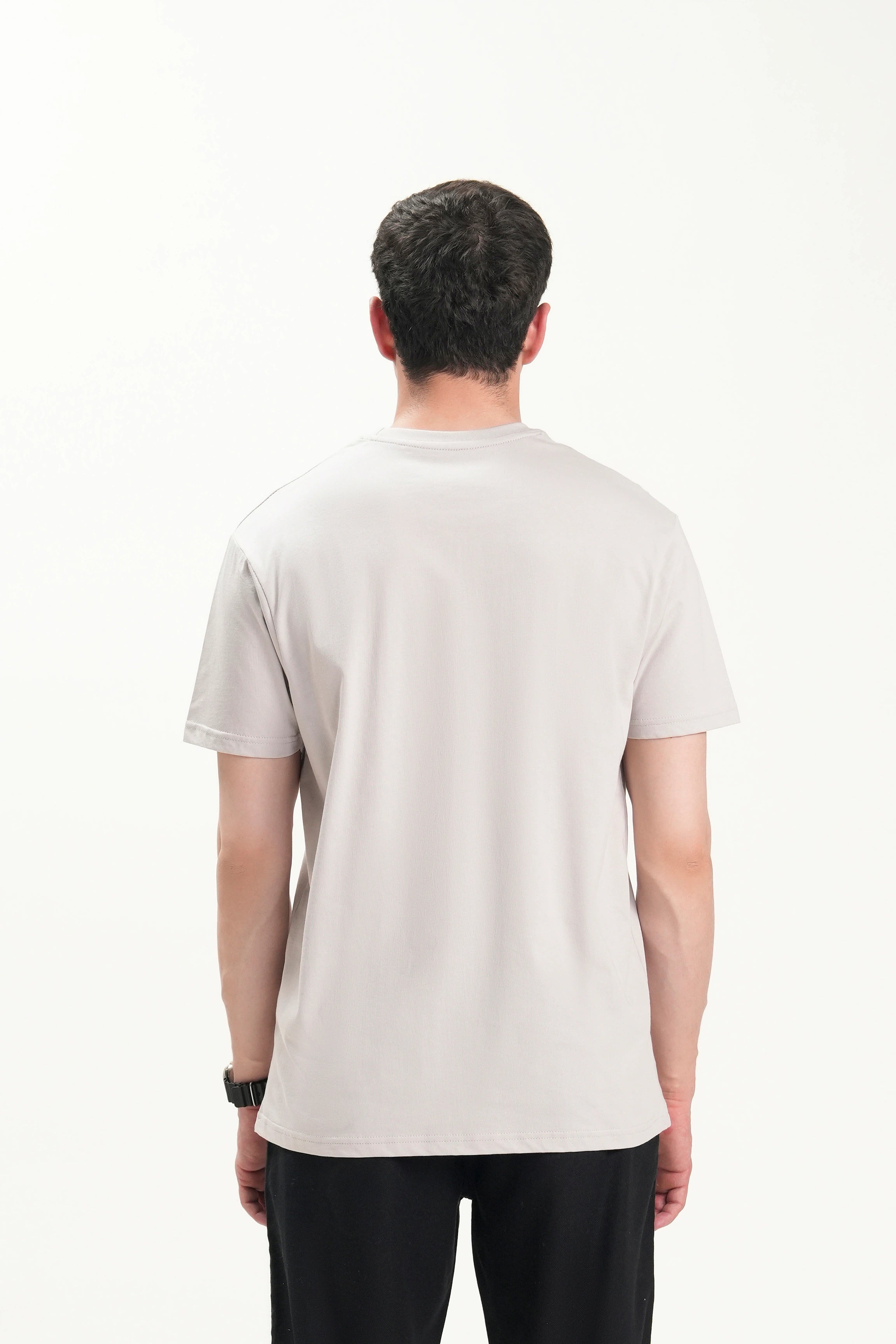 ROUND NECK T SHIRT LIGHT GREY