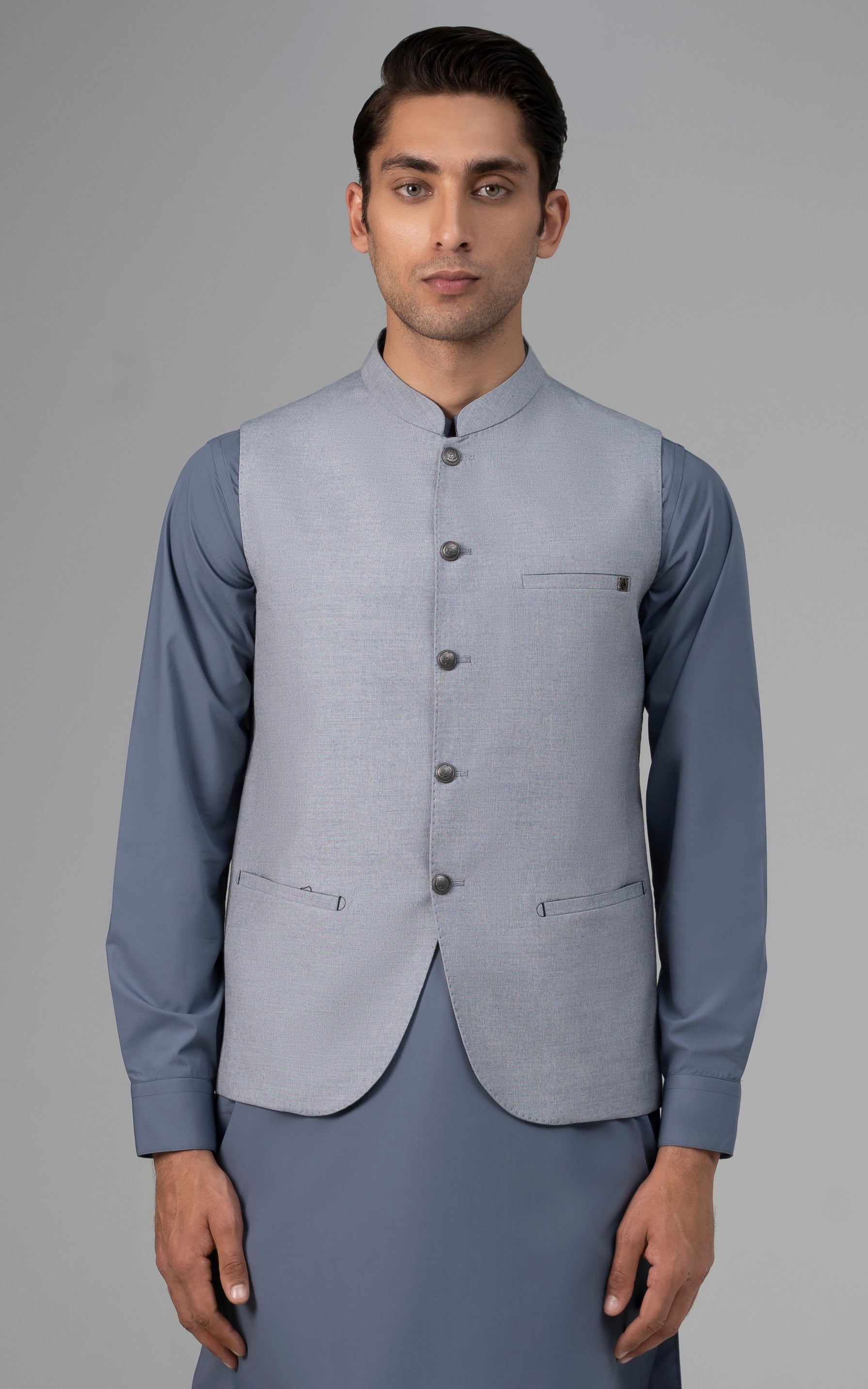 BLENDED WAISTCOAT - PREMIUM COLLECTION  LIGHT GREY