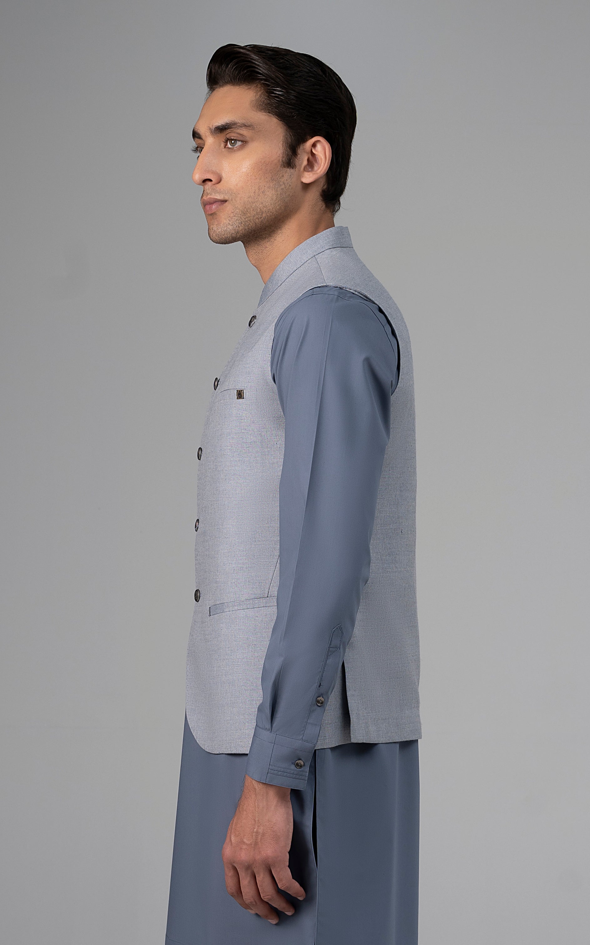 BLENDED WAISTCOAT - PREMIUM COLLECTION  LIGHT GREY