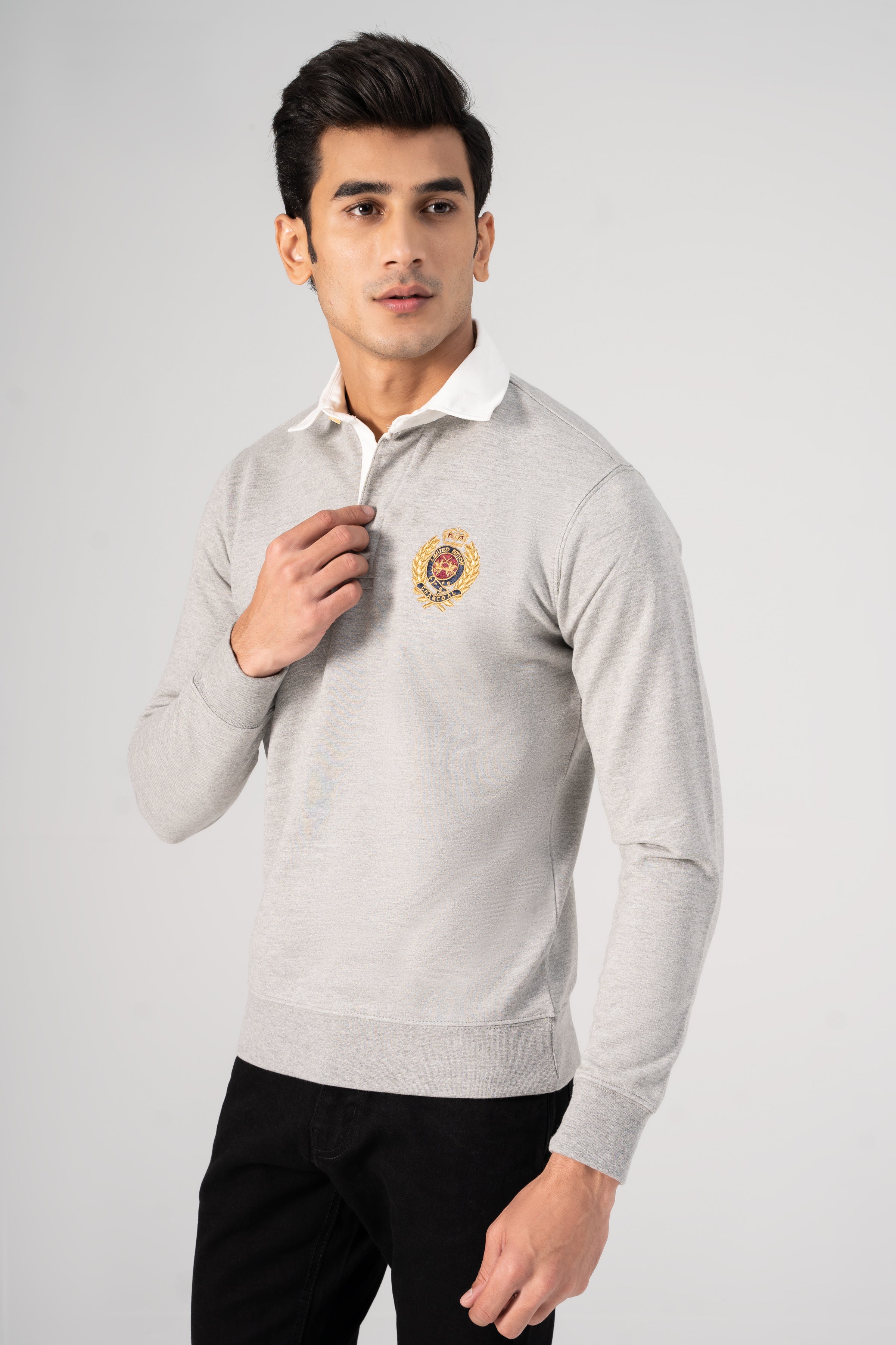 RUGBY  SWEAT SHIRT HEATHER GREY