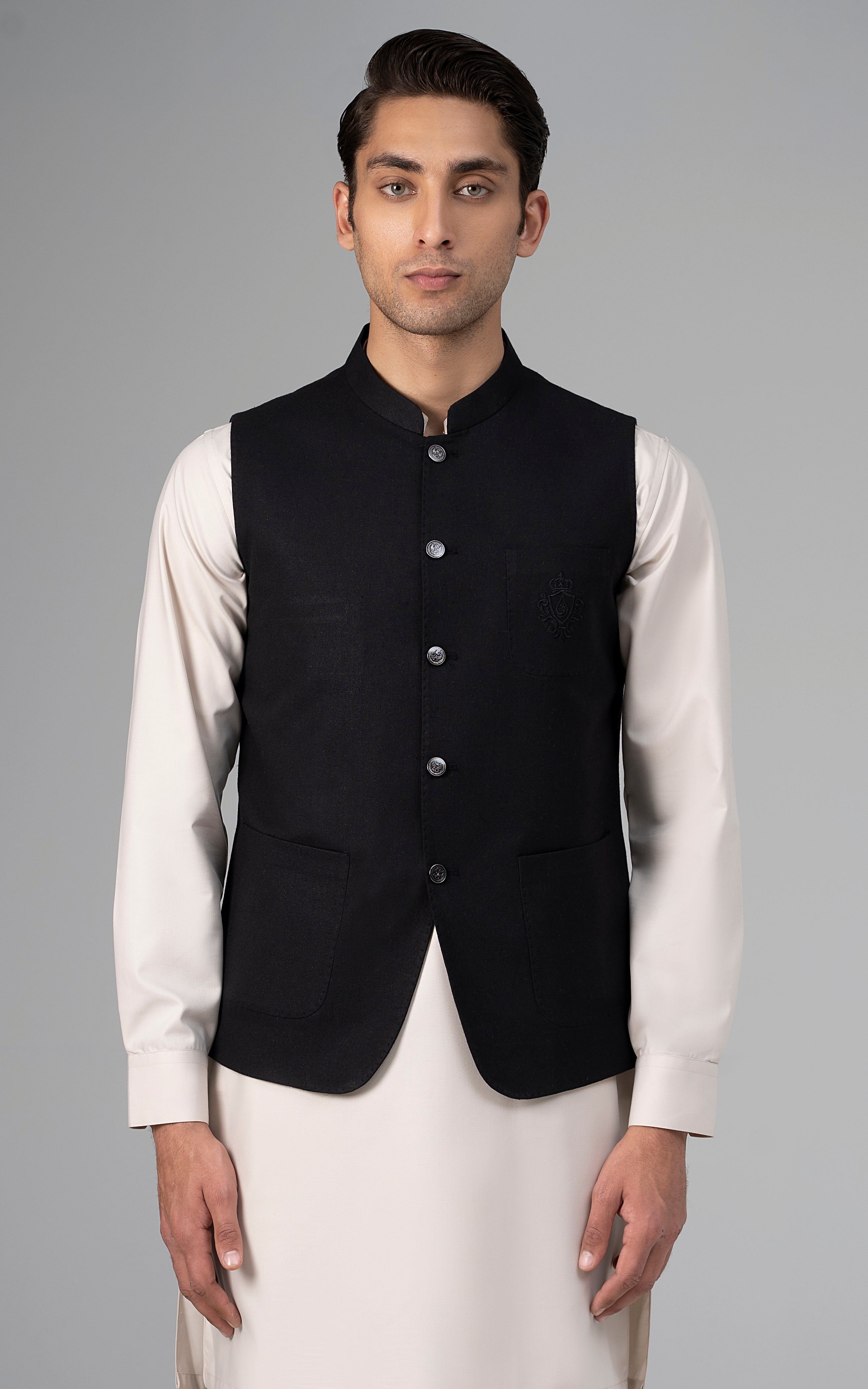 LOGO EMBROIDERED WAISTCOAT- CLASSIC COLLECTION BLACK