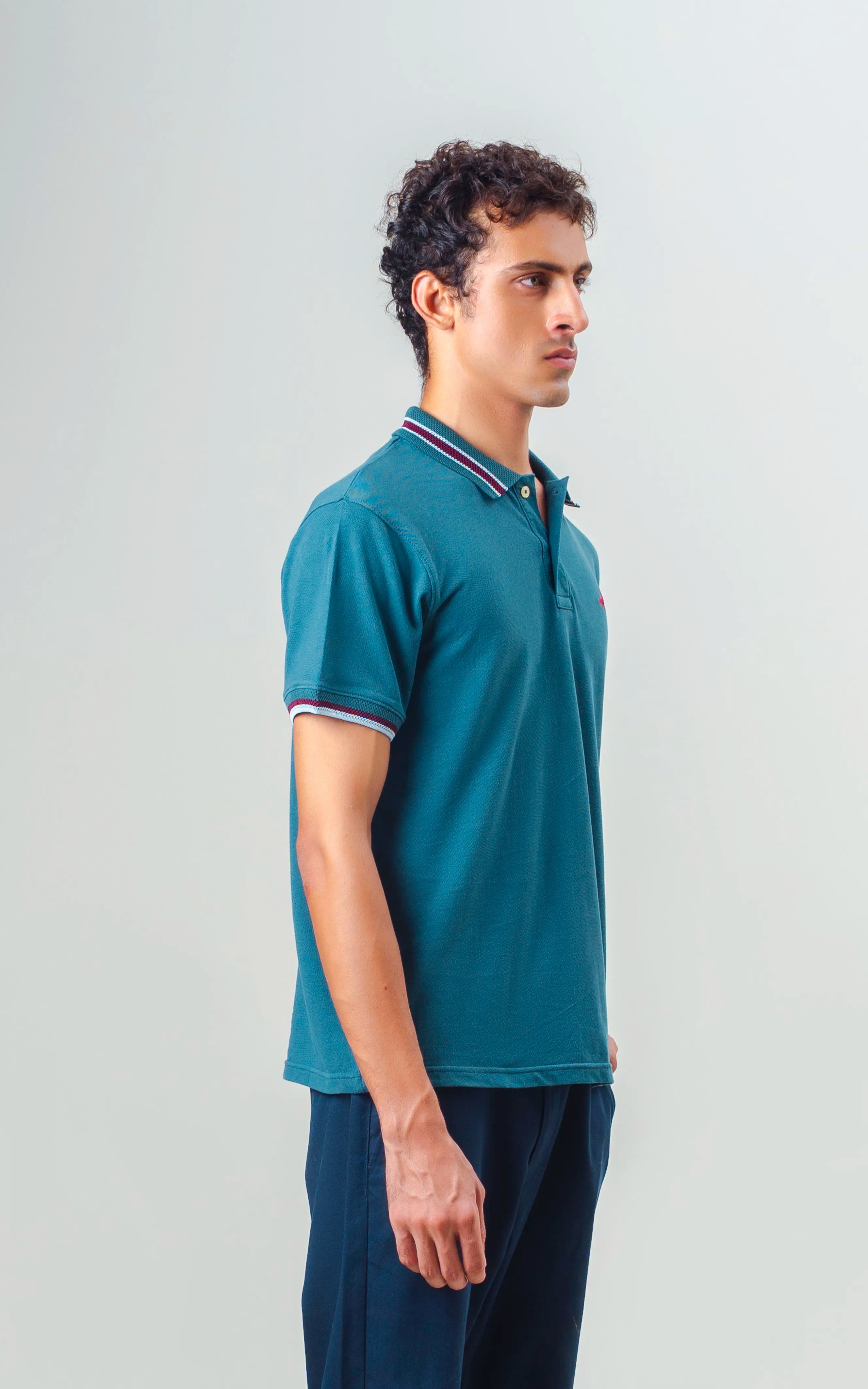 JACQUARD TIPPING COLLAR POLO GREEN