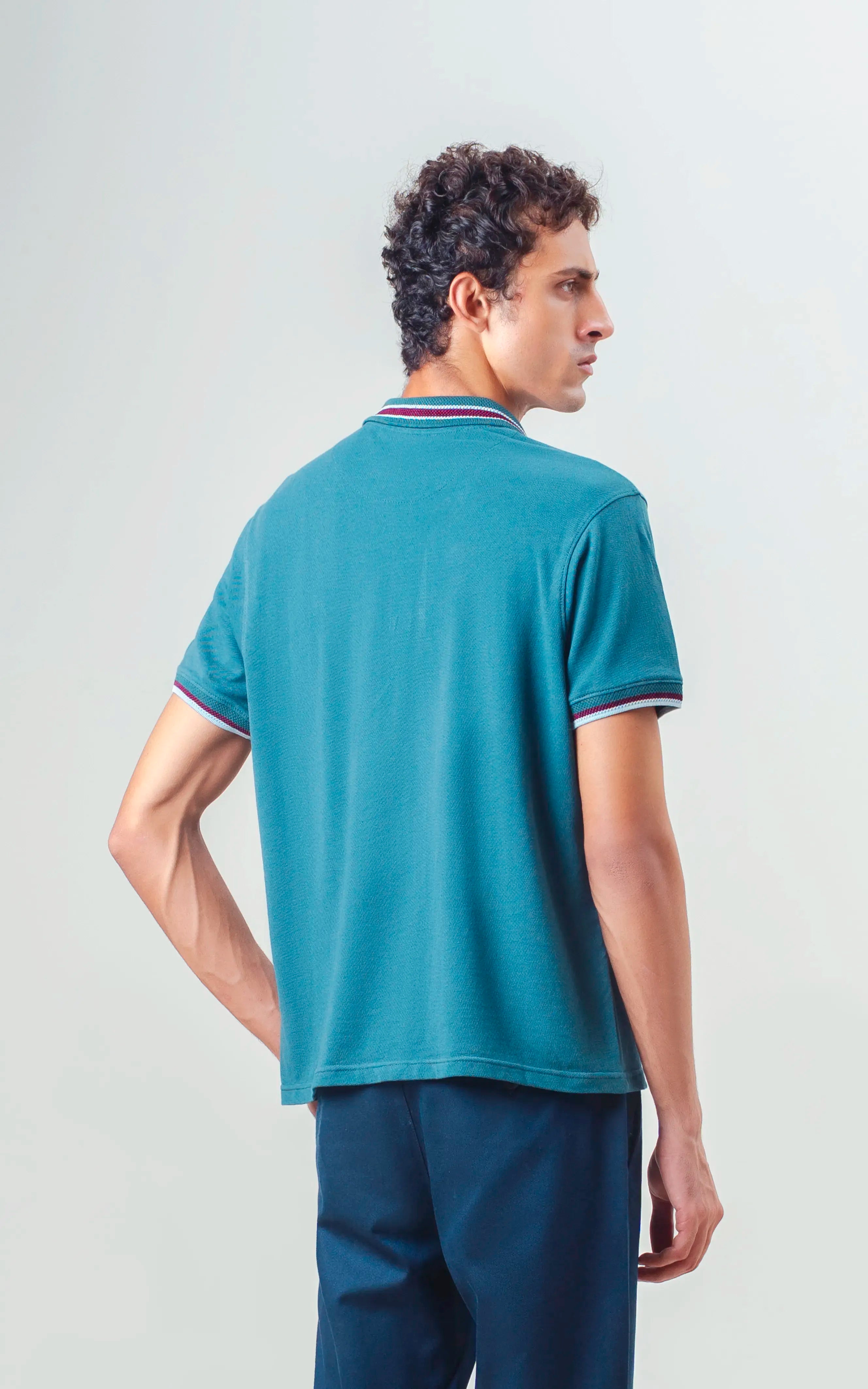 JACQUARD TIPPING COLLAR POLO GREEN
