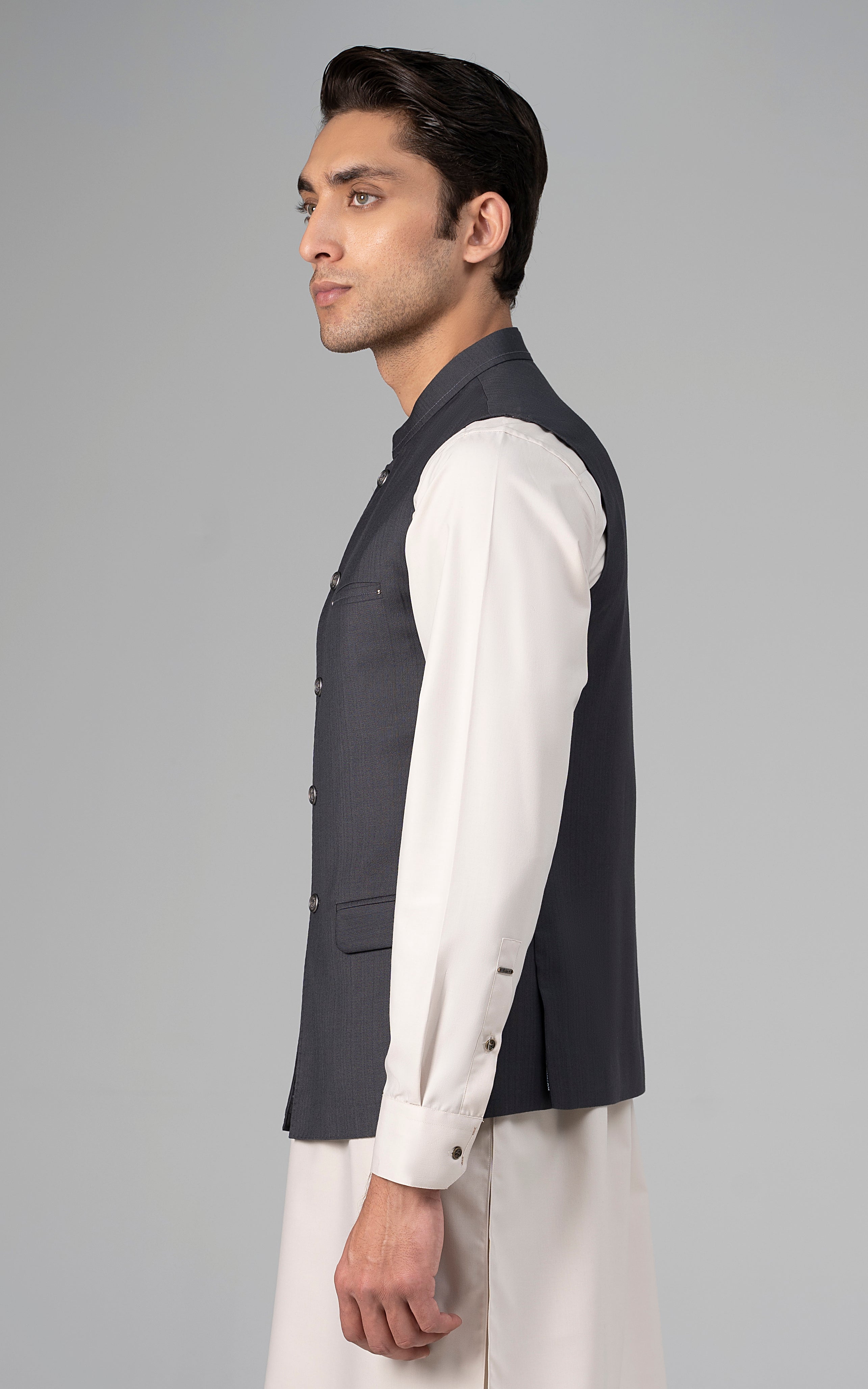 TROPICAL WAISTCOAT -SIGNATURE COLLECTION MID GREY