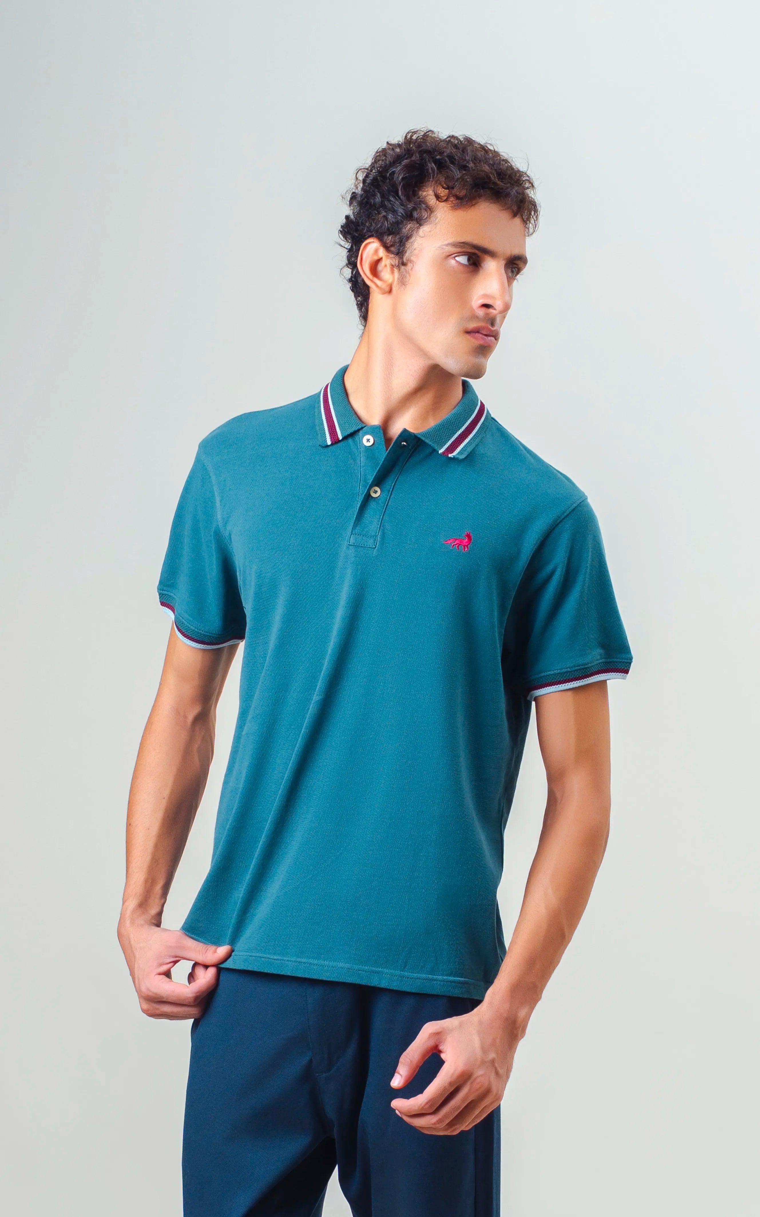 JACQUARD TIPPING COLLAR POLO GREEN