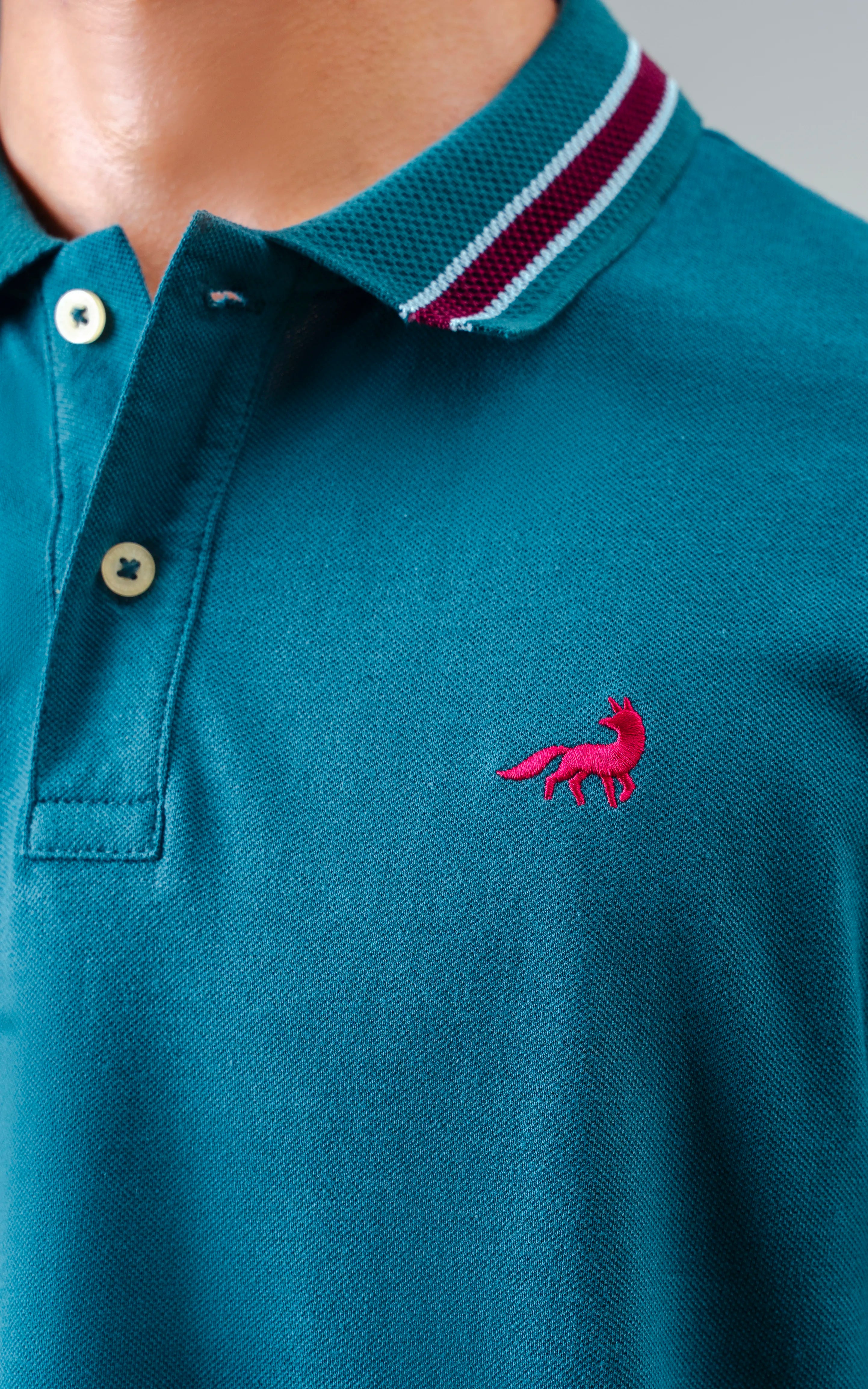 JACQUARD TIPPING COLLAR POLO GREEN