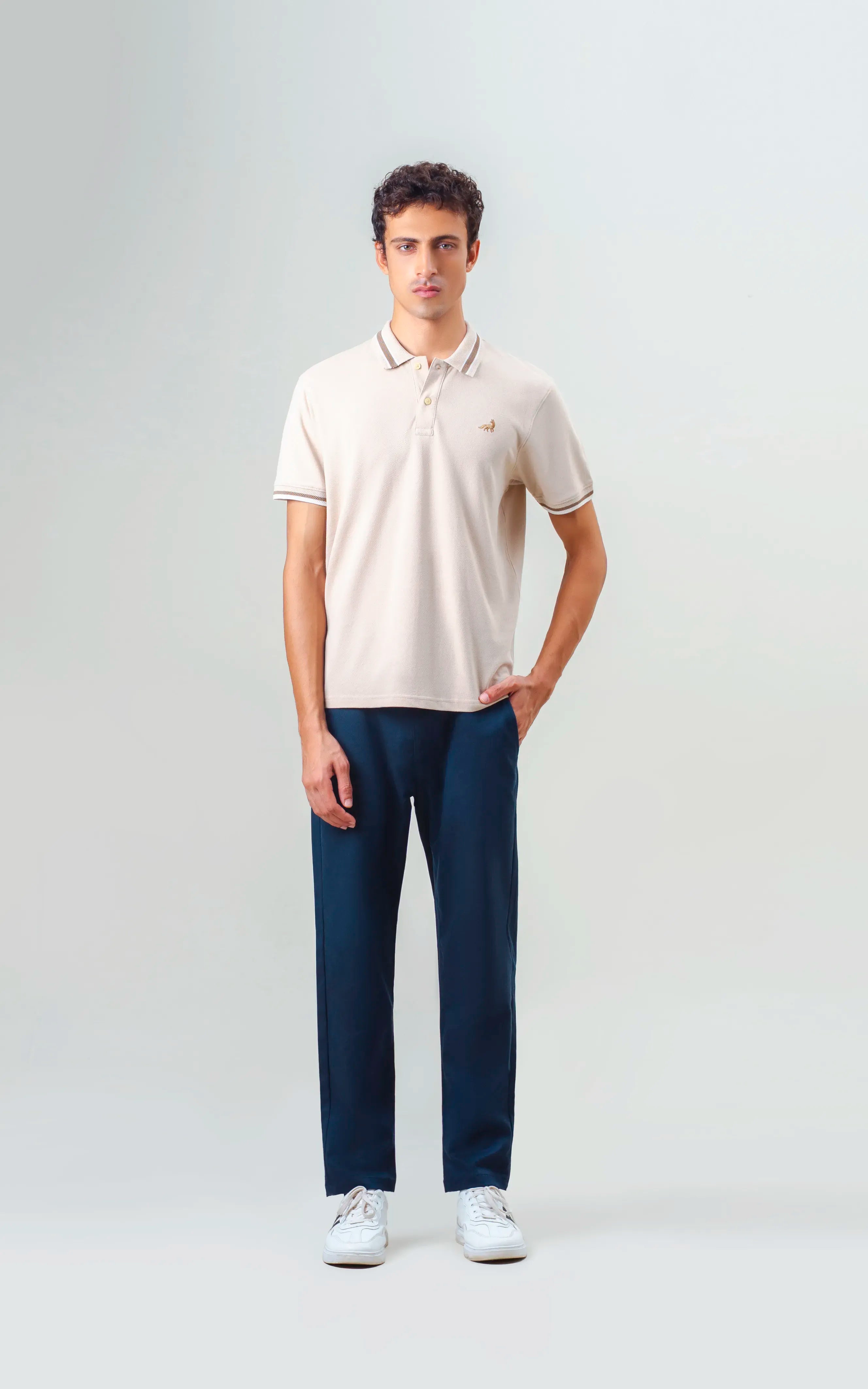 JACQUARD TIPPING COLLAR POLO BEIGE
