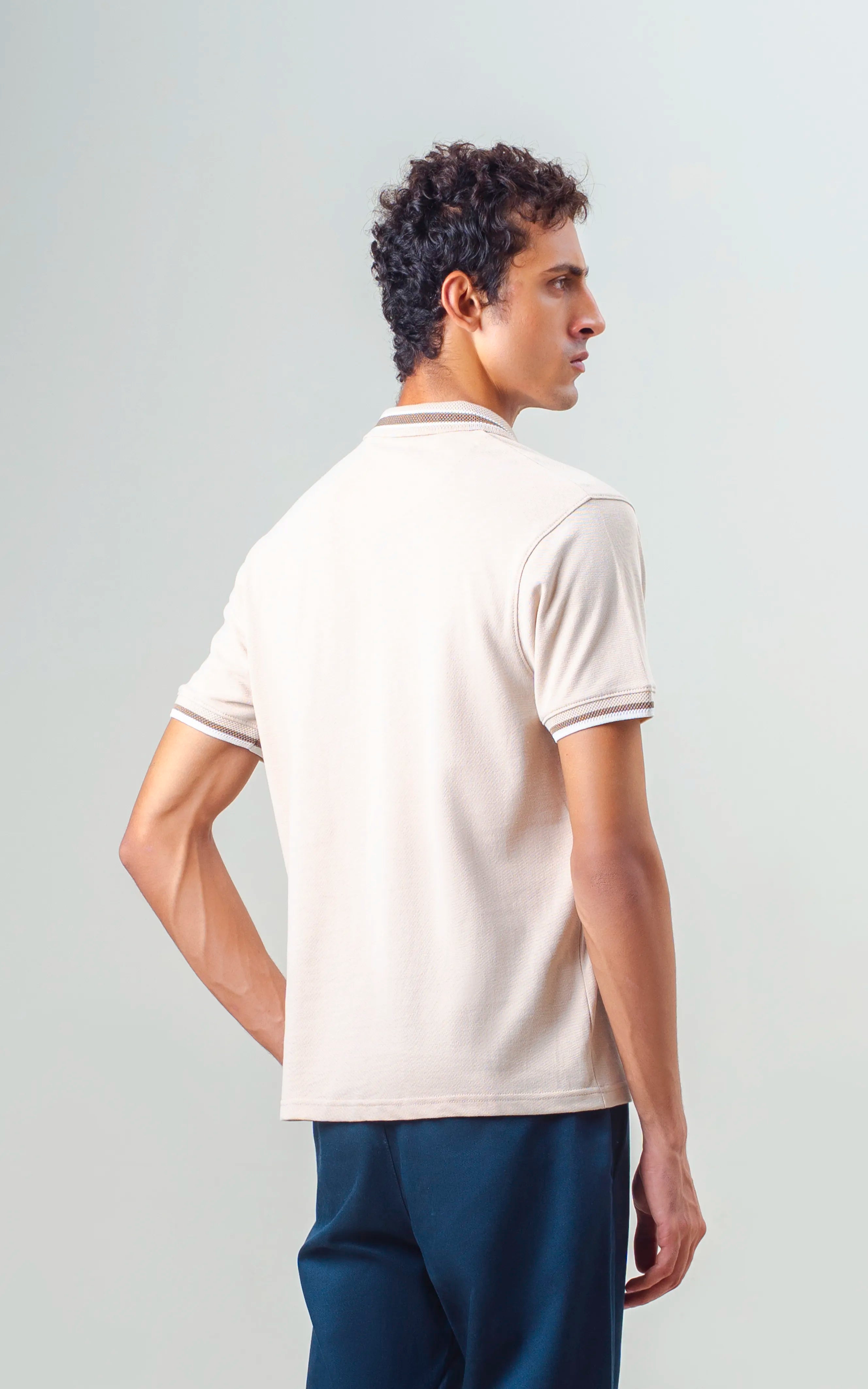 JACQUARD TIPPING COLLAR POLO BEIGE
