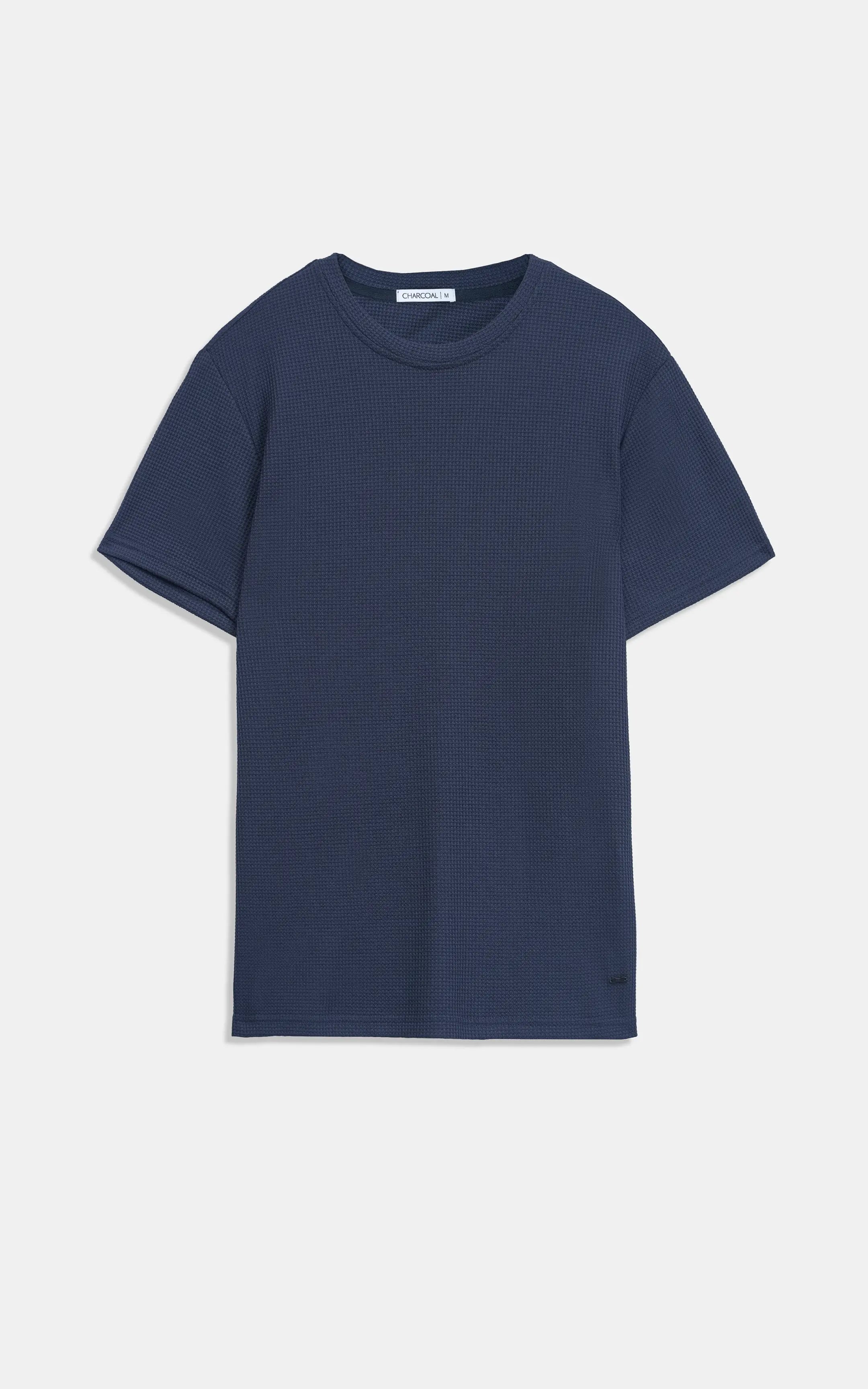 REGULAR FIT WAFFLE CREW NECK T SHIRT NAVY