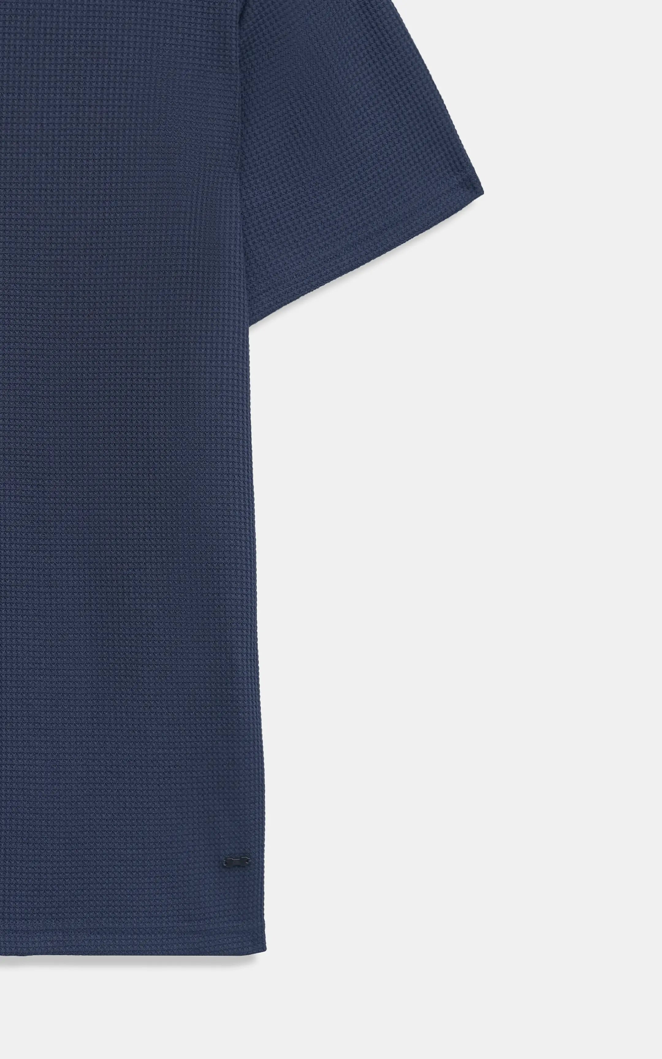 REGULAR FIT WAFFLE CREW NECK T SHIRT NAVY