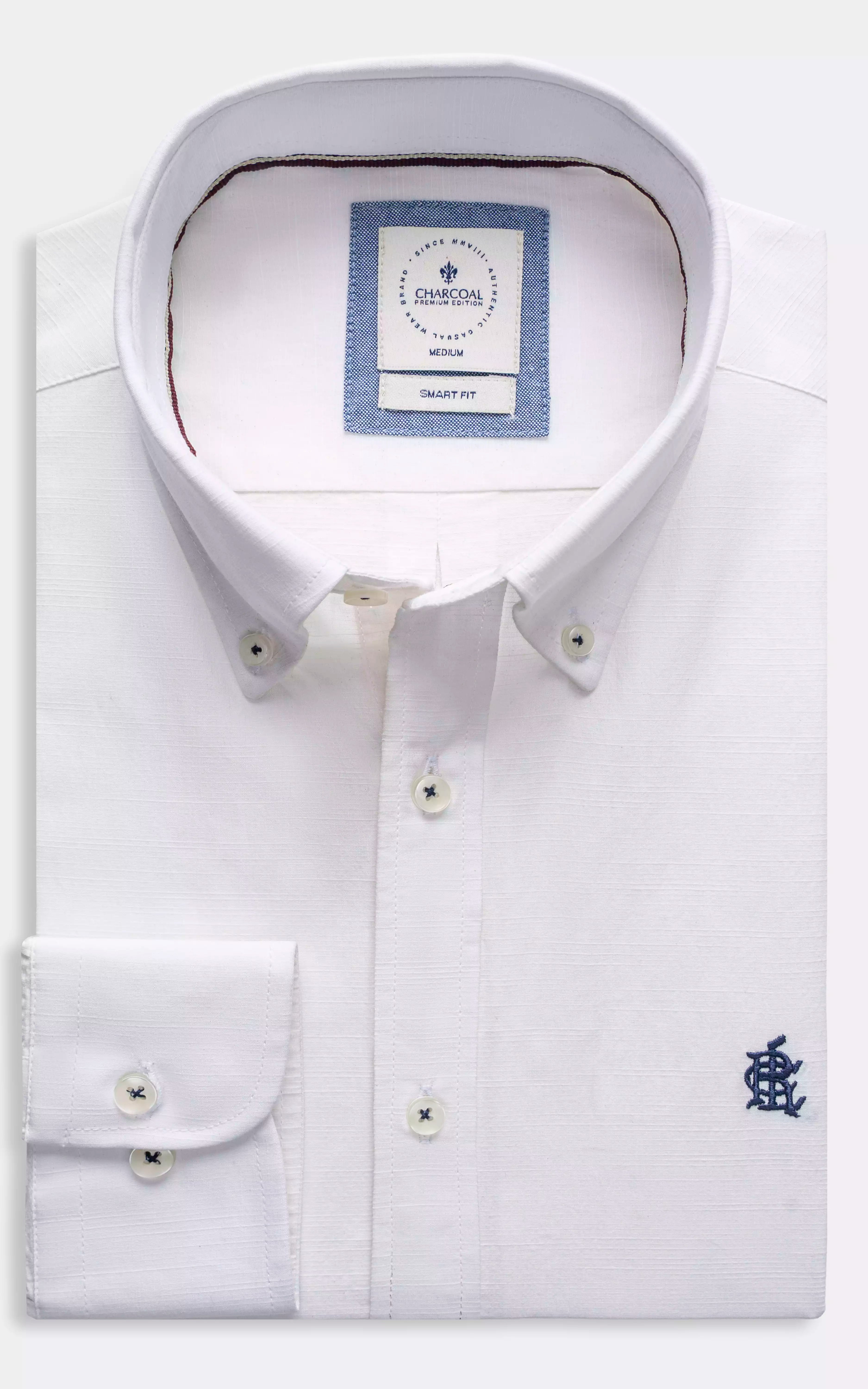 SELF TEXTURED SMART SHIRT WHITE