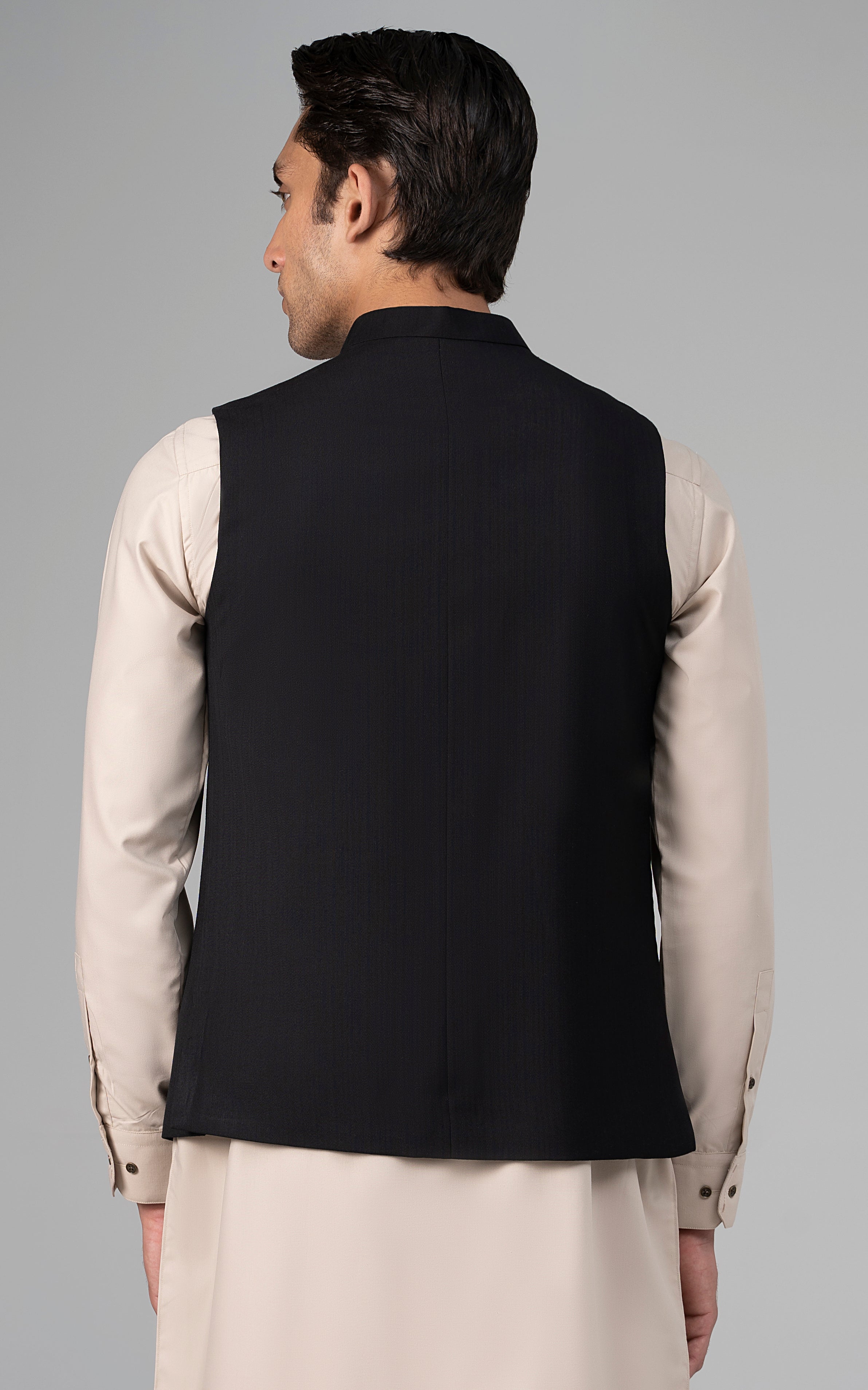 TROPICAL LOGO EMBROIDERED WAISTCOAT - SIGATURE COLLECTION BLACK