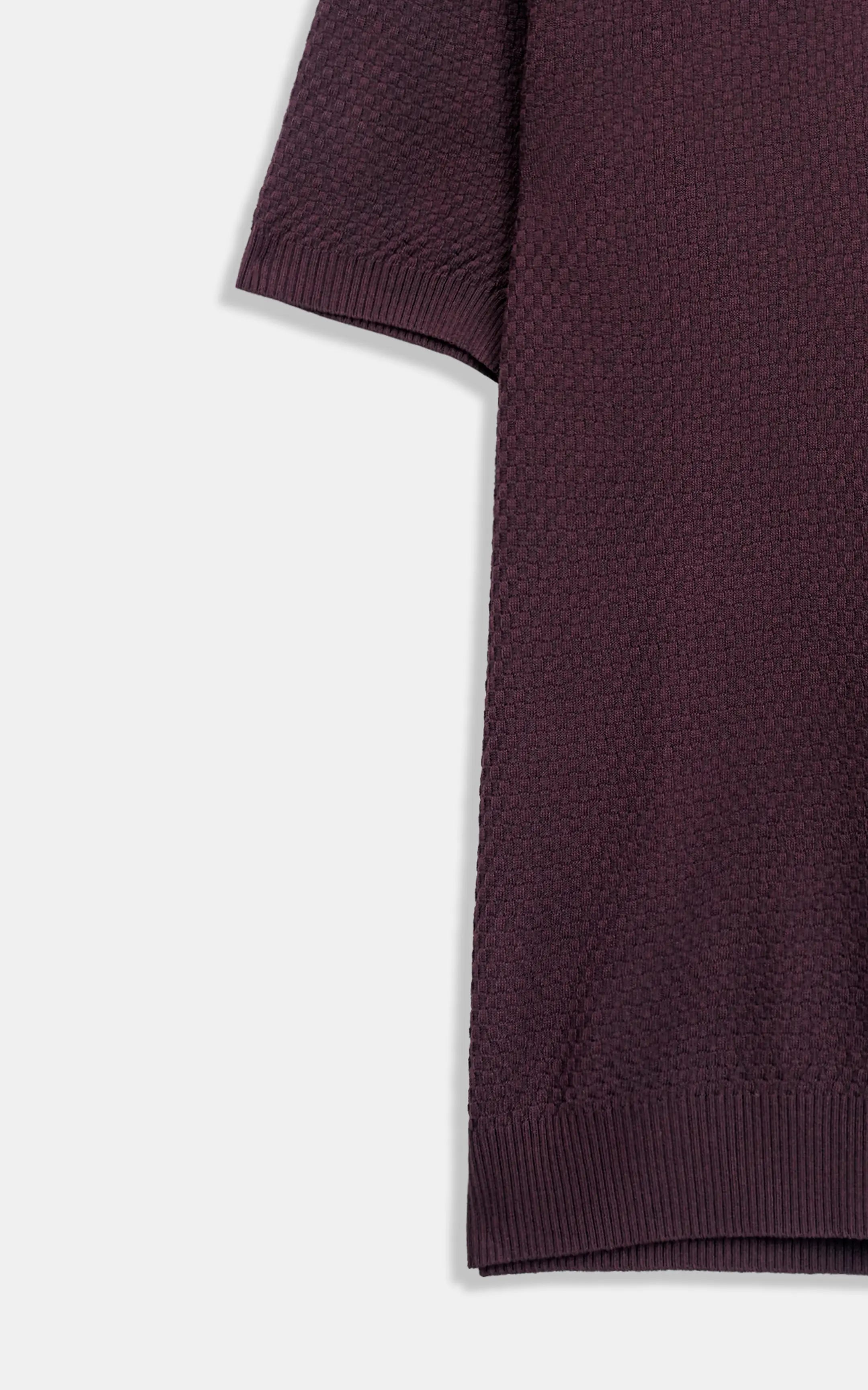 SWEATER KNIT SELF TEXTURED POLO BURGUNDY