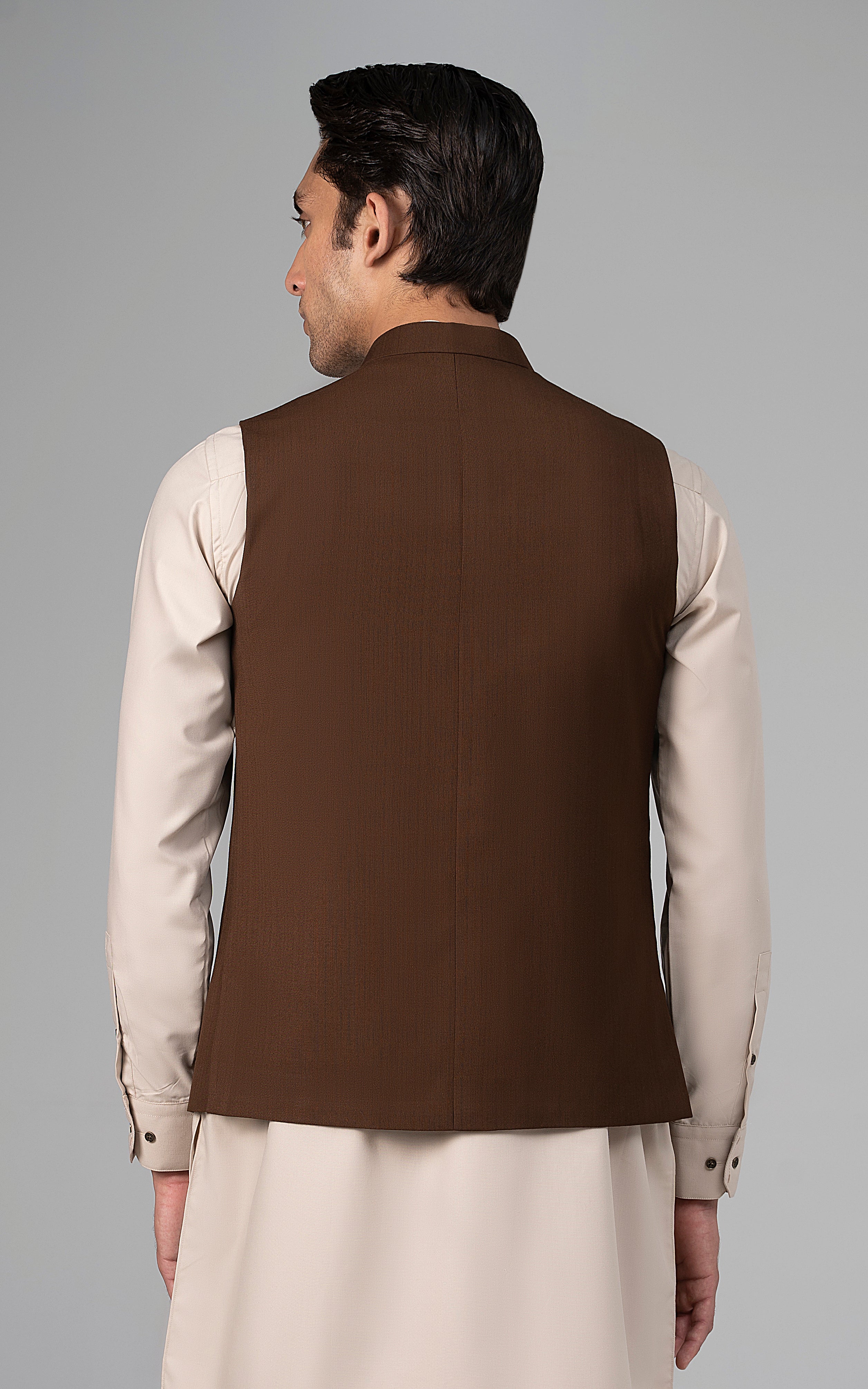TROPICAL LOGO EMBROIDERED WAISTCOAT - SIGATURE COLLECTION BROWN