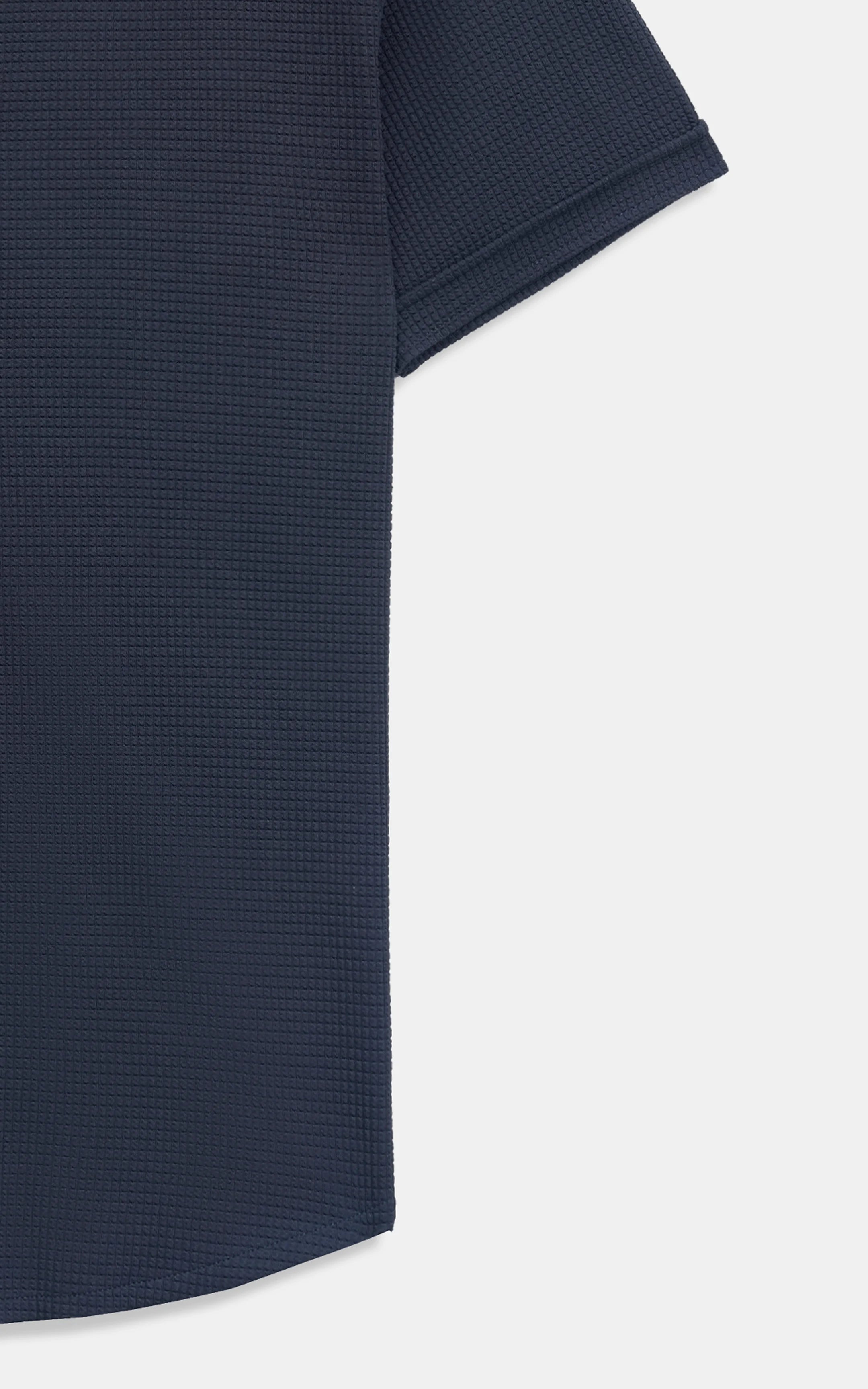 Navy self-textured fabric panel close-up with fine woven texture