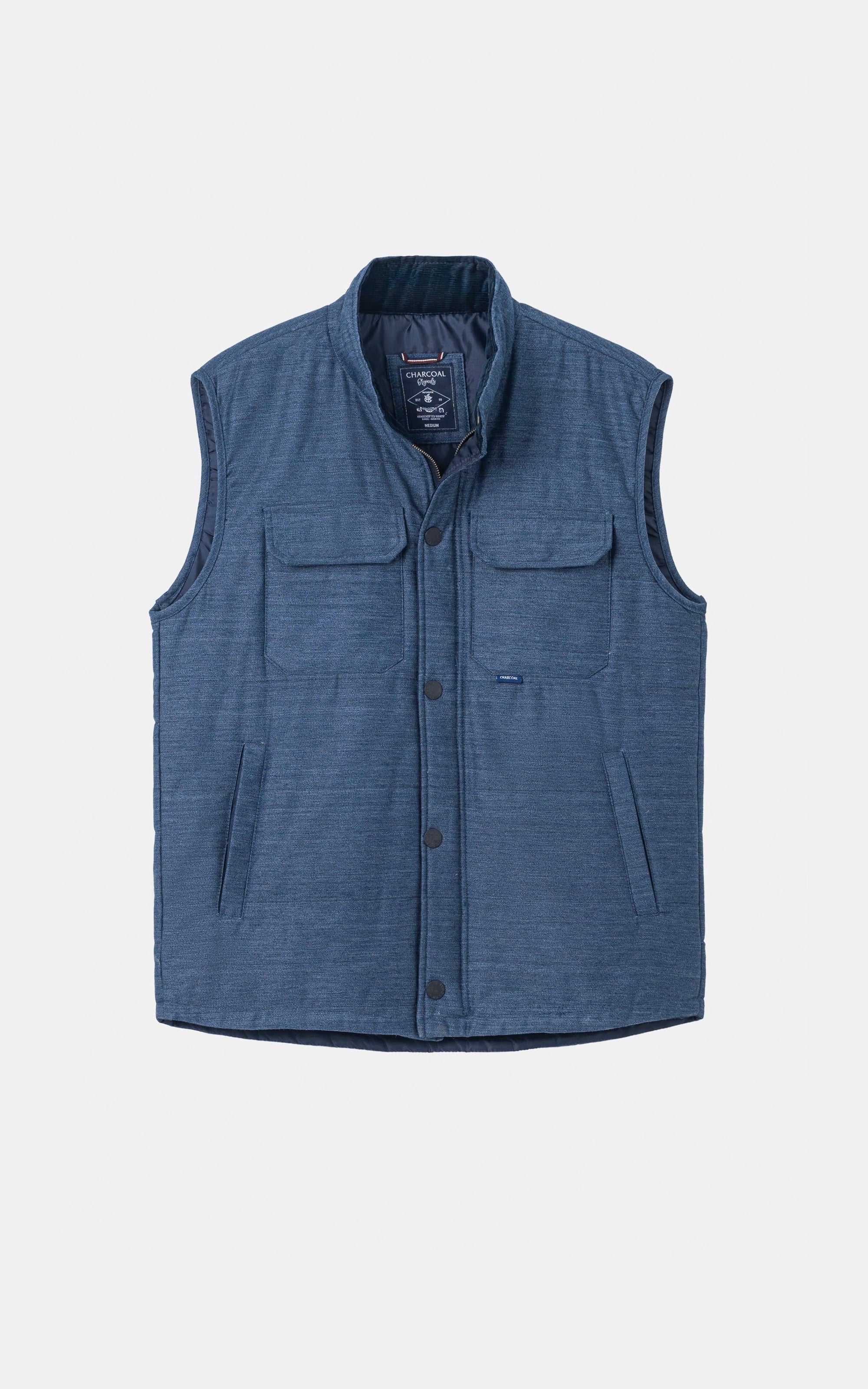 SLIM FIT SLEEVELESS QUILTED JACKET NAVY MELANGE