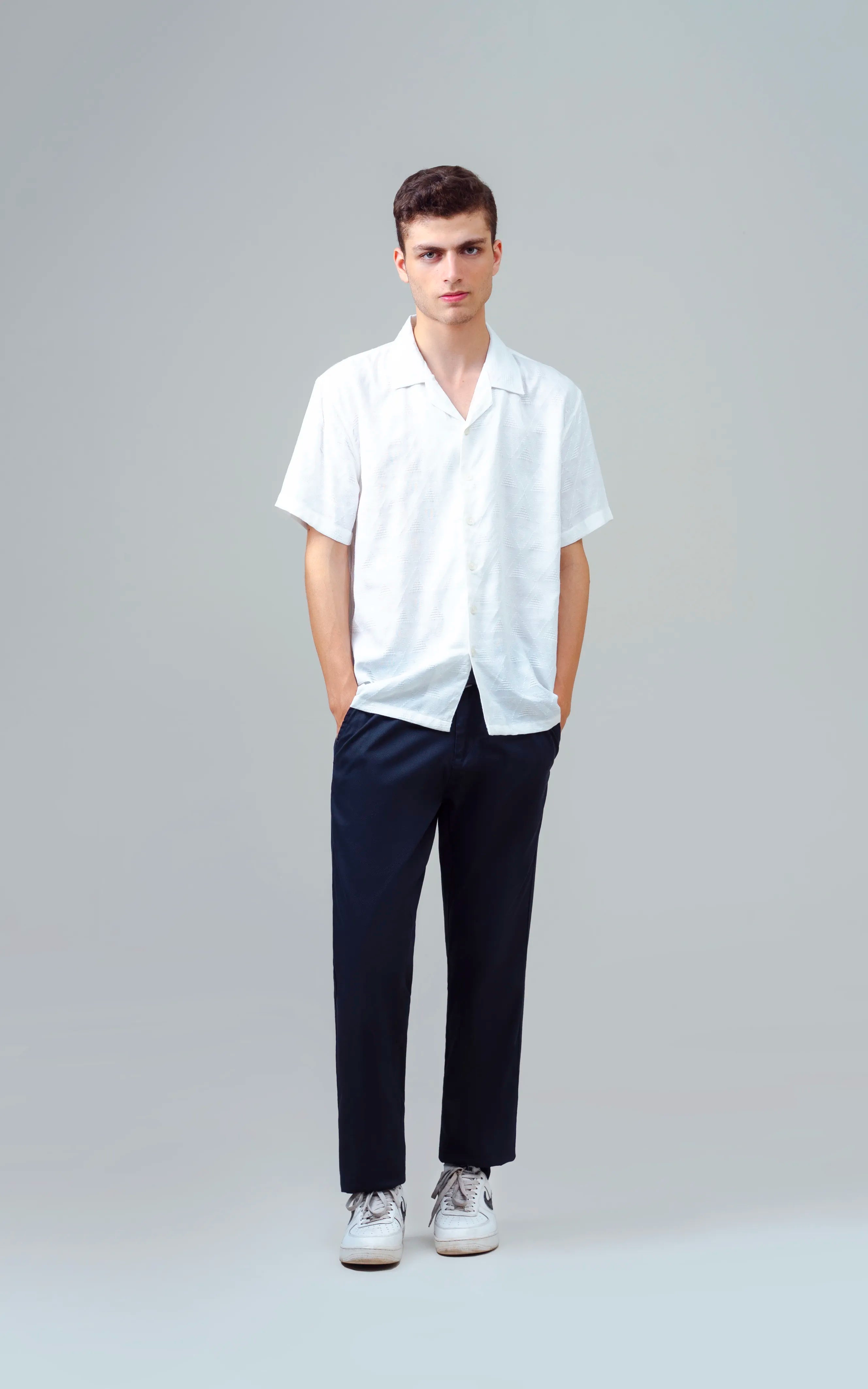 CUBAN COLLAR SHORT SLEEVES SHIRT WHITE