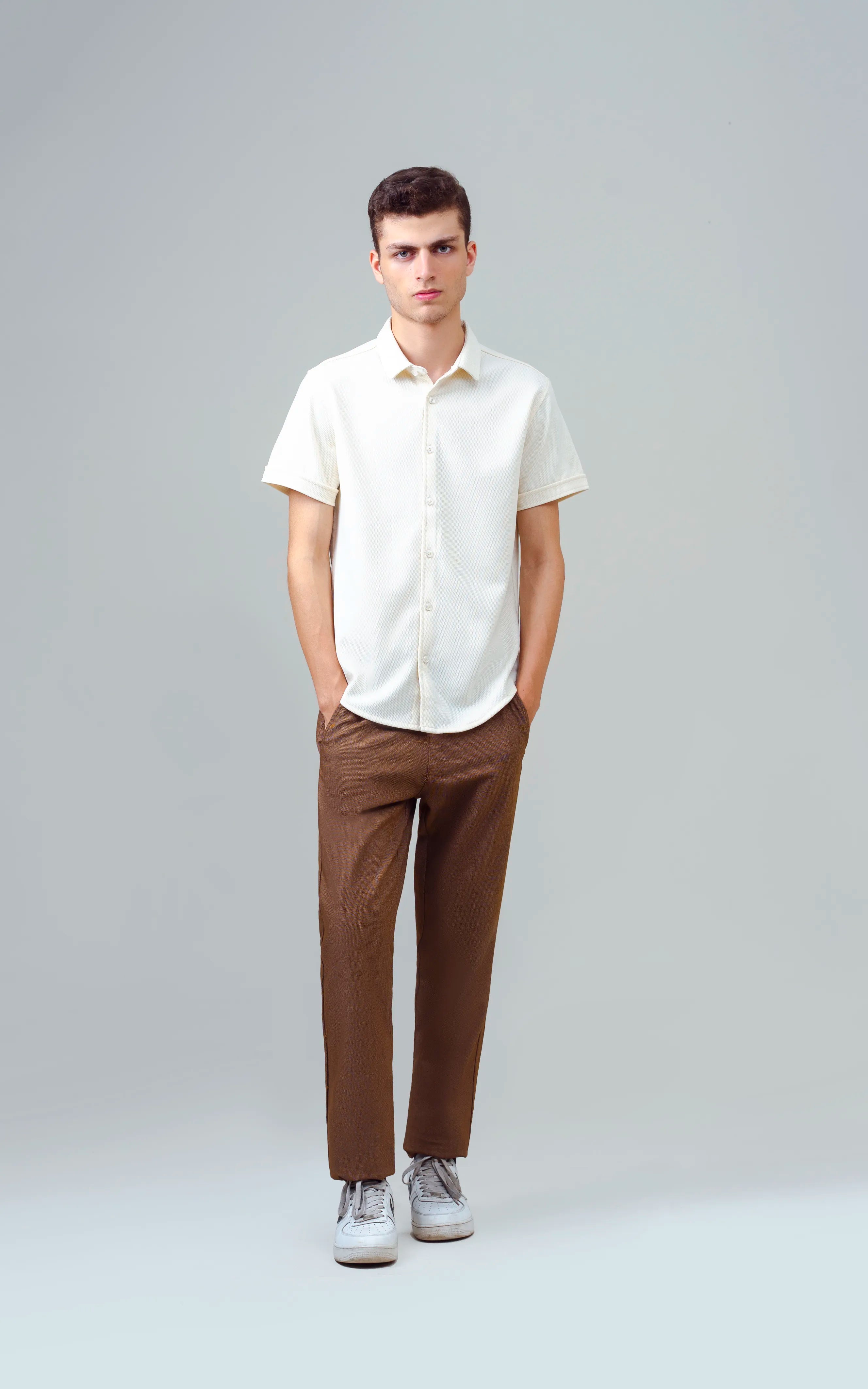 SMART FIT KNIT CASUAL SHIRT BEIGE
