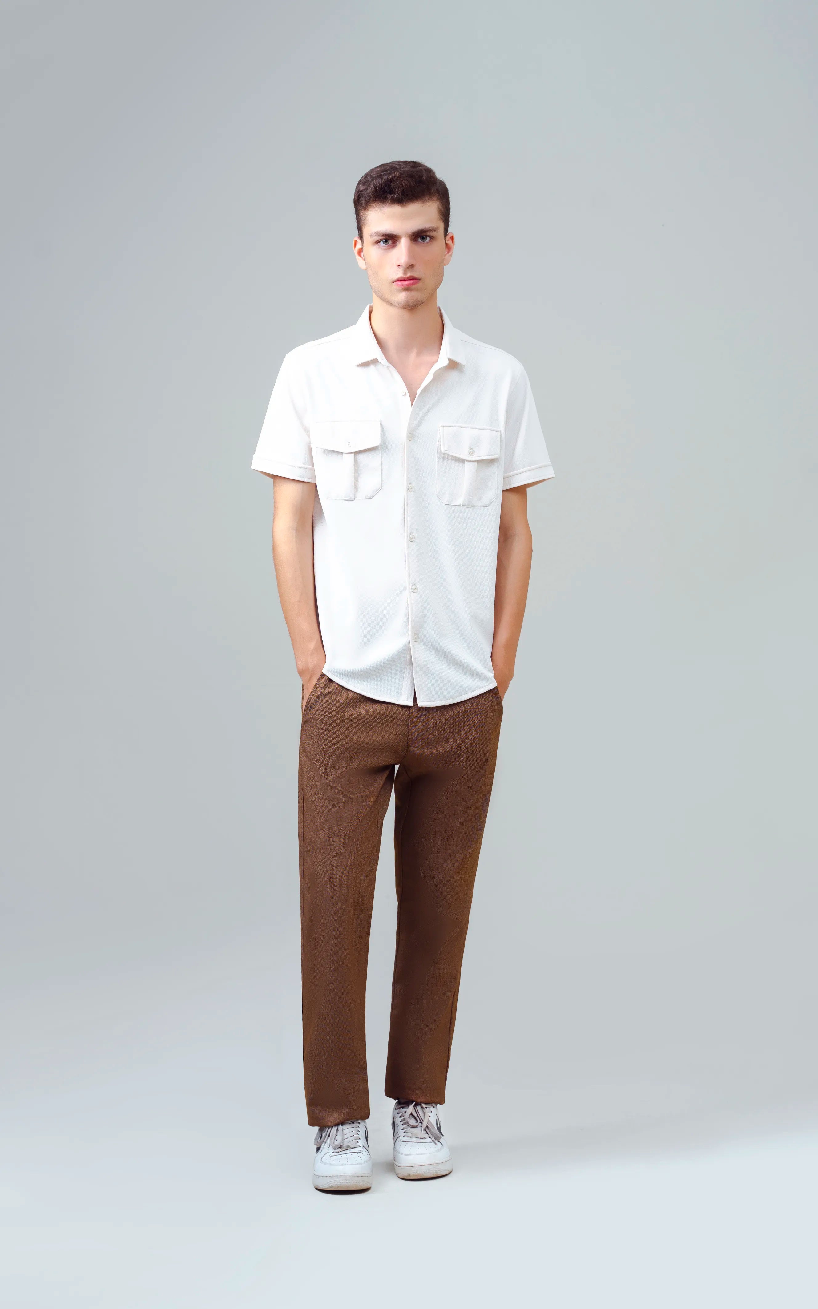 SMART FIT KNIT CASUAL SHIRT BEIGE