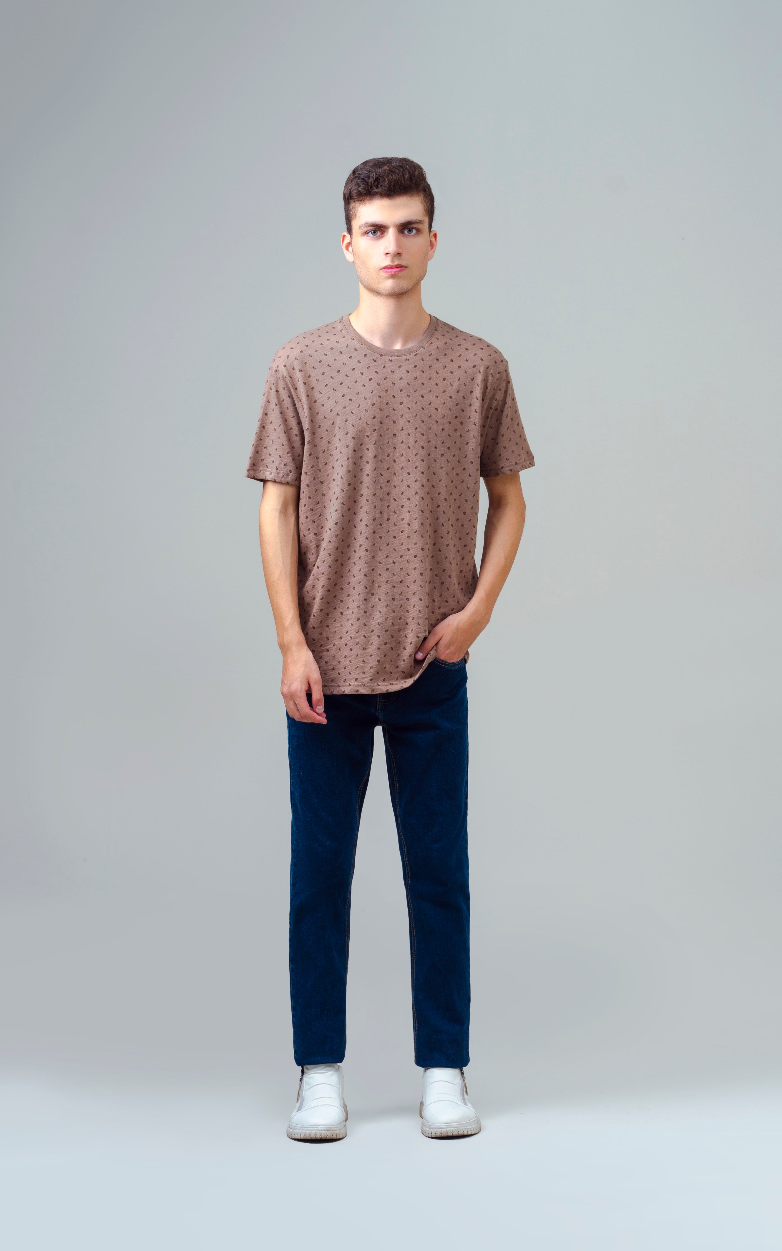 REGULAR FIT PRINTED T SHIRT KHAKI