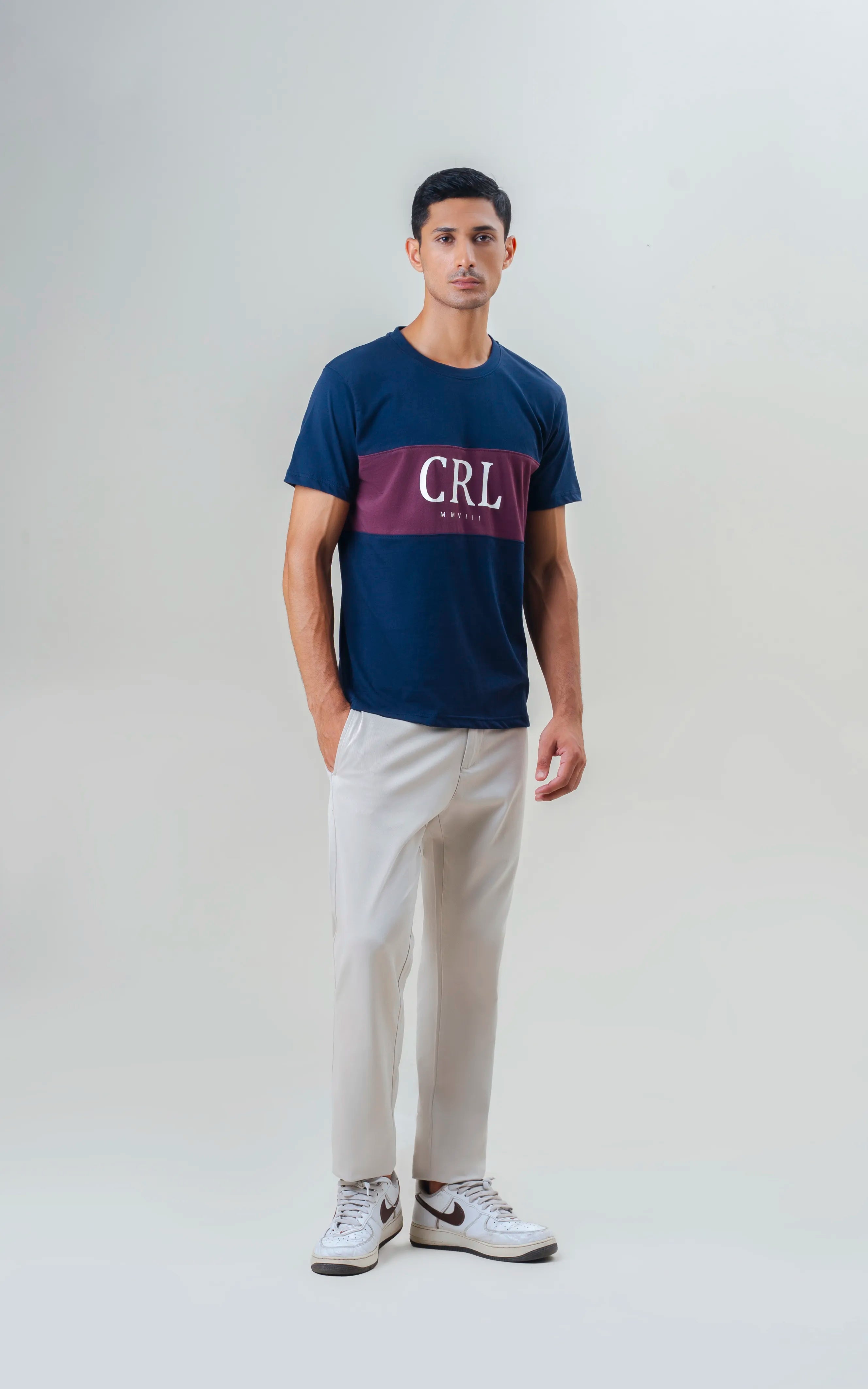 REGULAR FIT CUT & SEW GRAPHIC T-SHIRT NAVY