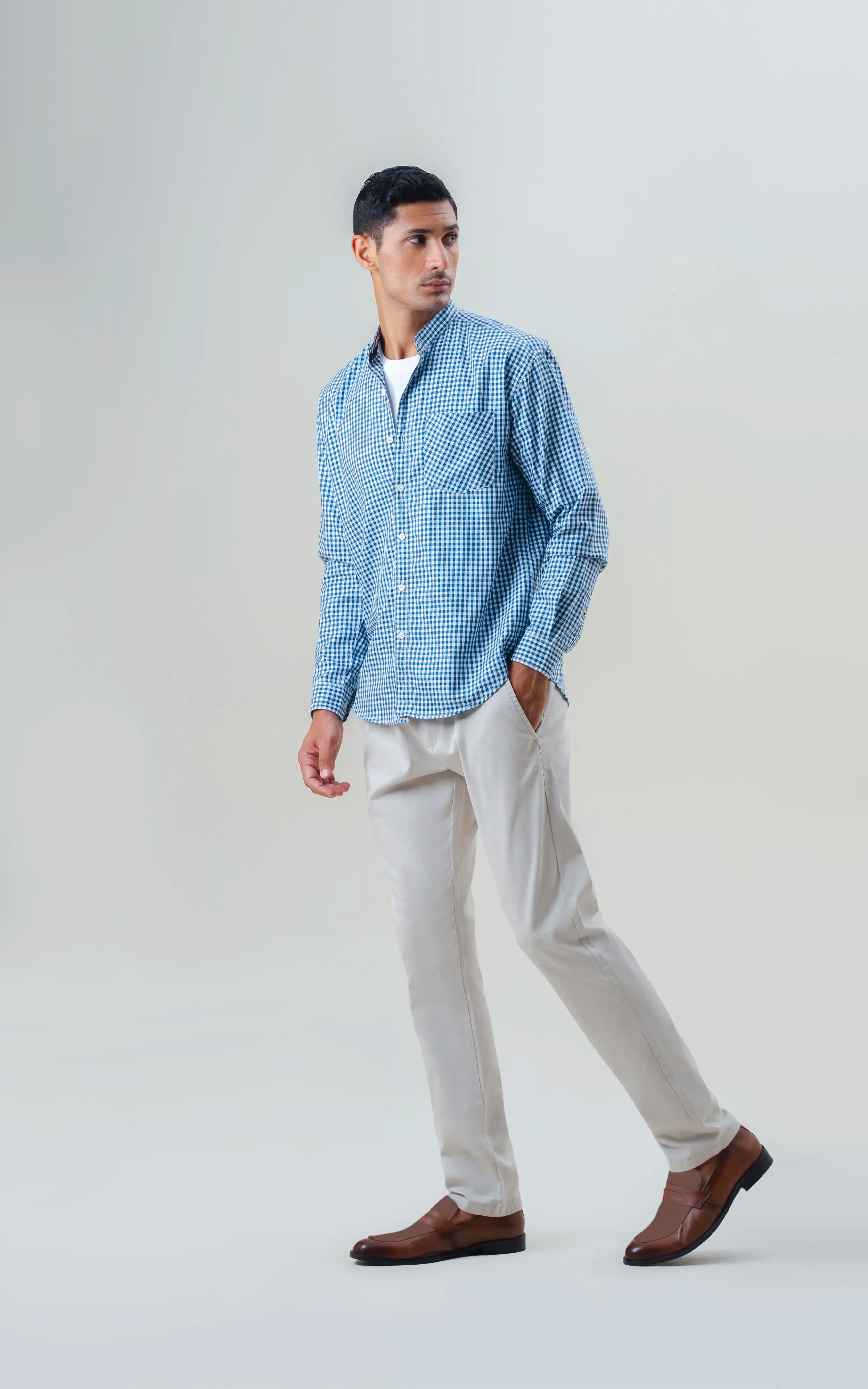 REGULAR FIT CHECKED SHIRT NAVY CHECK