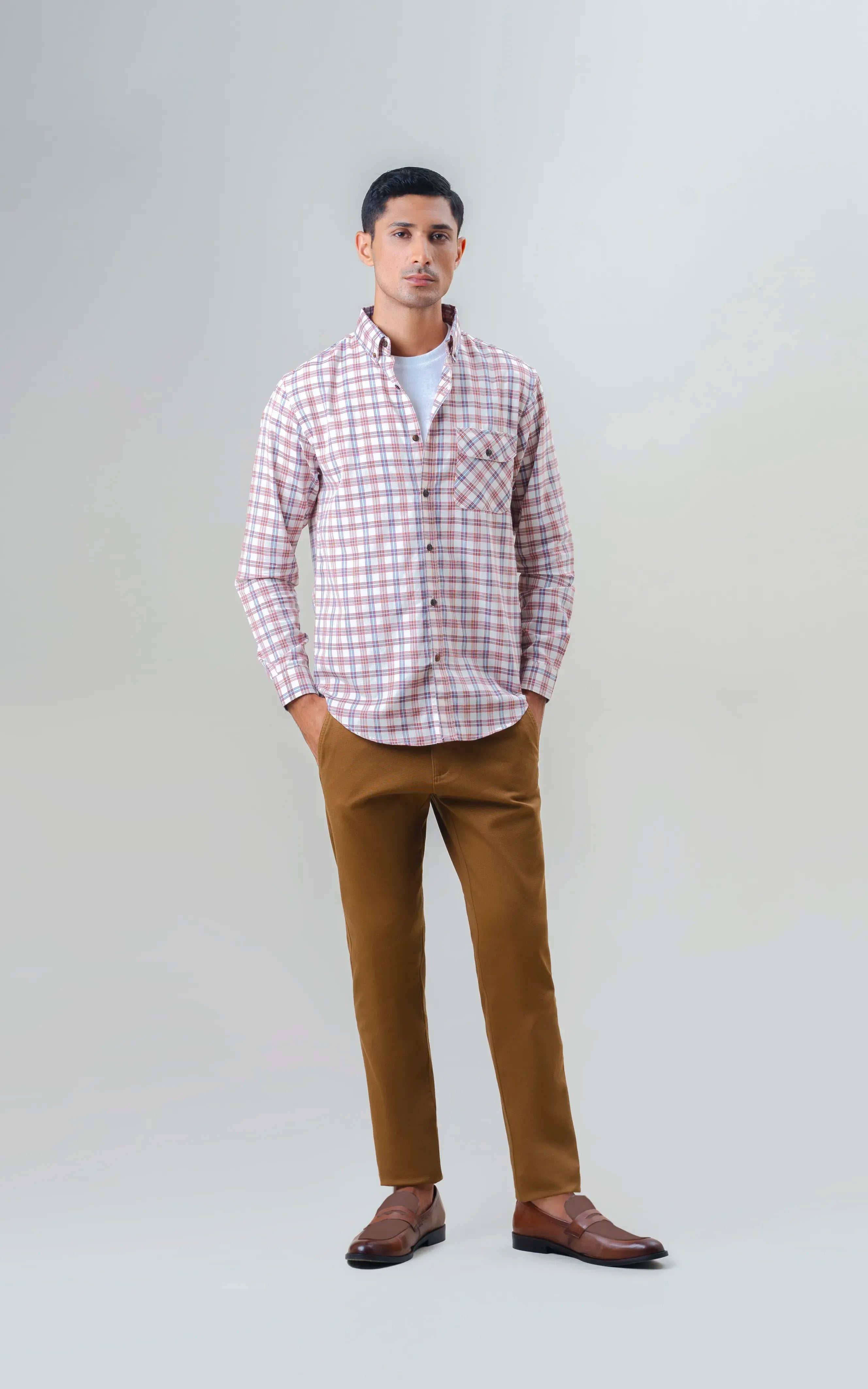 SMART FIT CHECKED CASUAL SHIRT ACRO MAROON