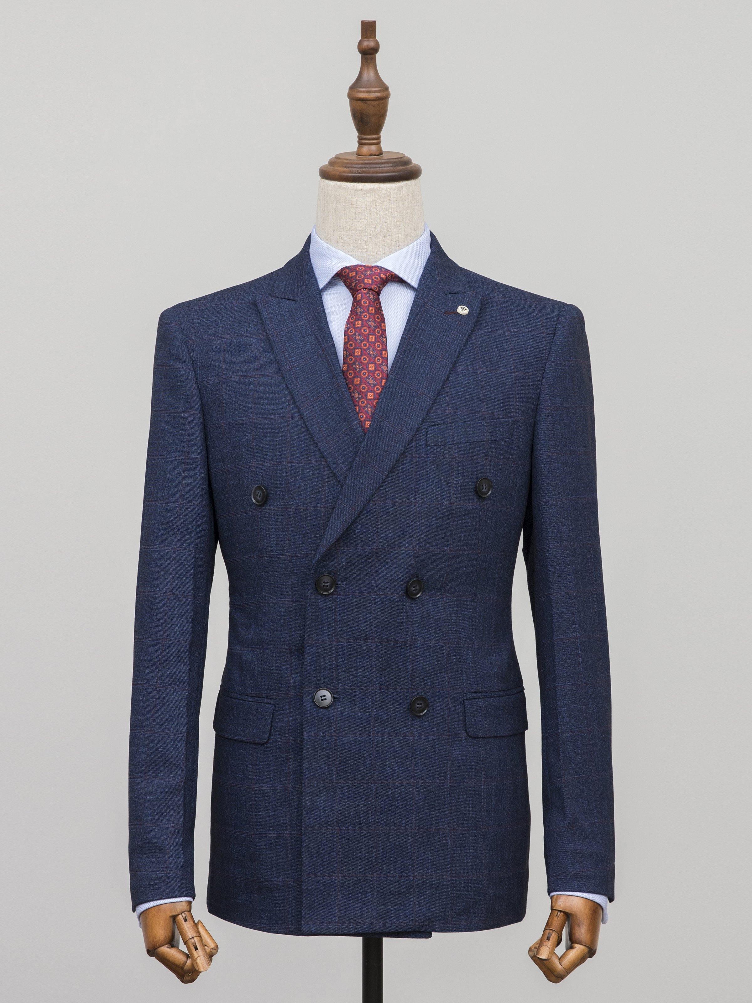 2 PIECE SUIT DOUBLE BREASTED NAVY BLUE at Charcoal Clothing