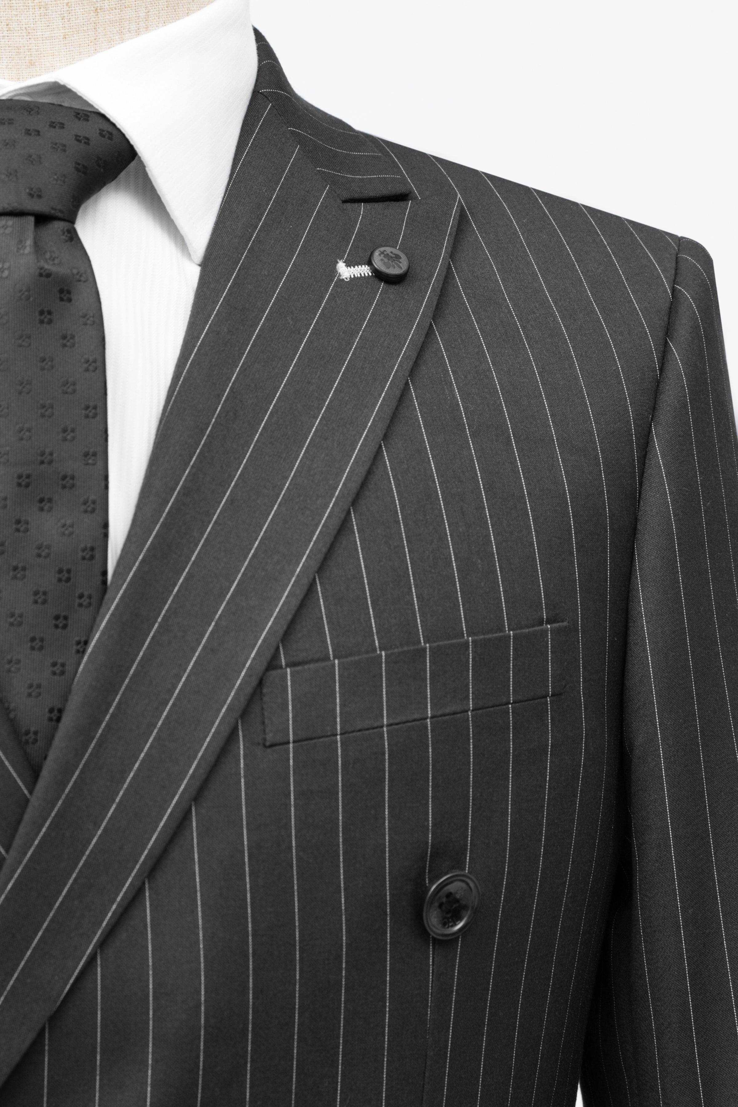 2 PIECE SUIT SLIM FIT DOUBLE BREAST BLACK at Charcoal Clothing